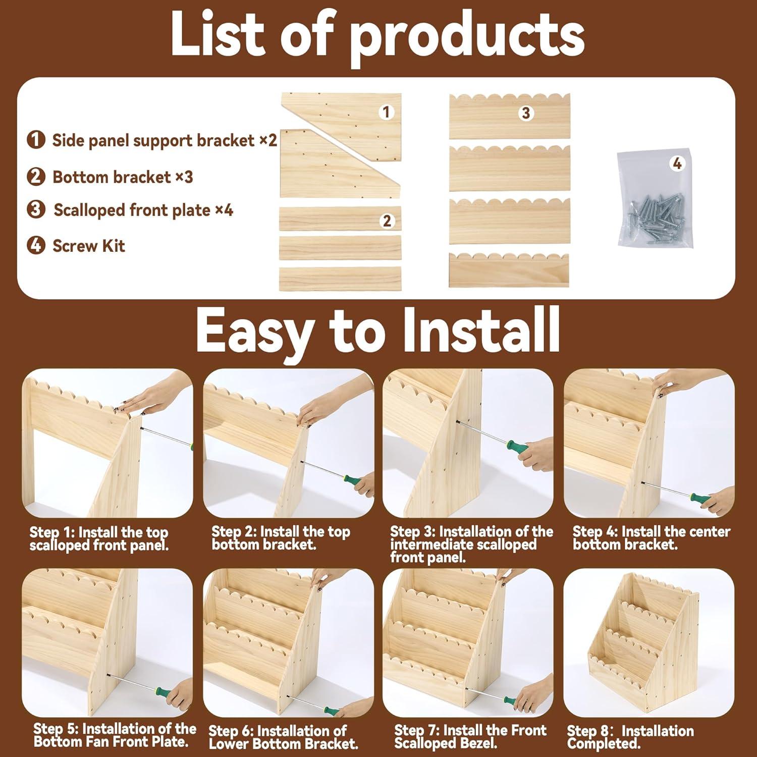 Estante de Libros Infantil BALAPET 3 Niveles Madera 42x27 cm