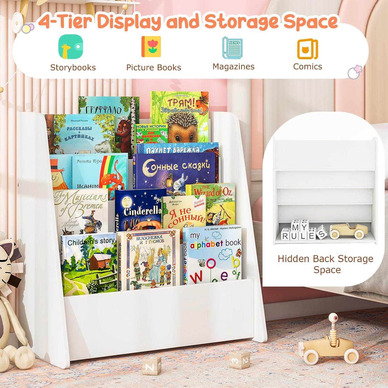 Estantería de Libros para Niños Costzon 4 Niveles Blanco