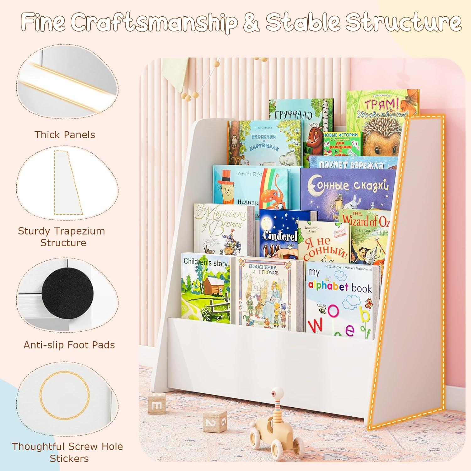 Estantería de Libros para Niños Costzon 4 Niveles Blanco