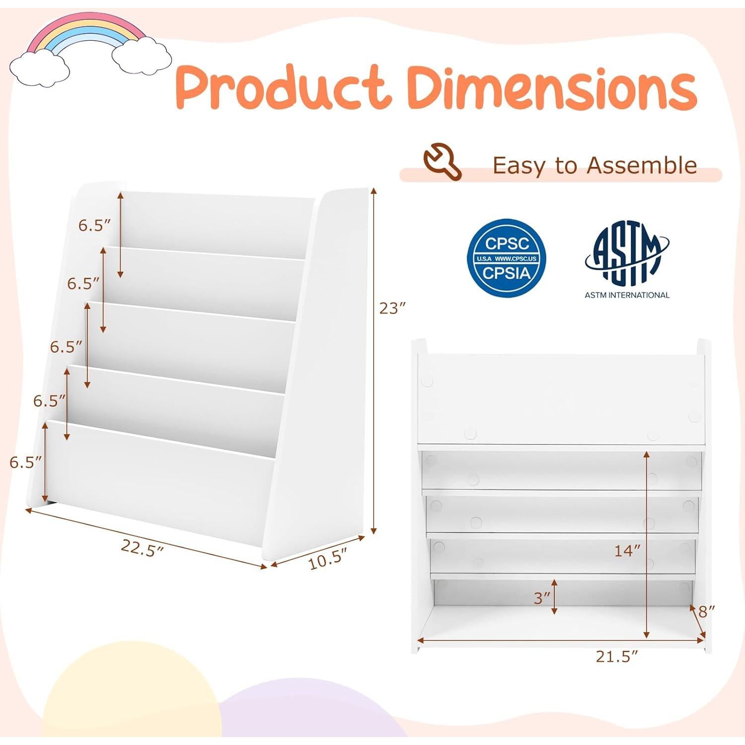 Estantería de Libros para Niños Costzon 4 Niveles Blanco