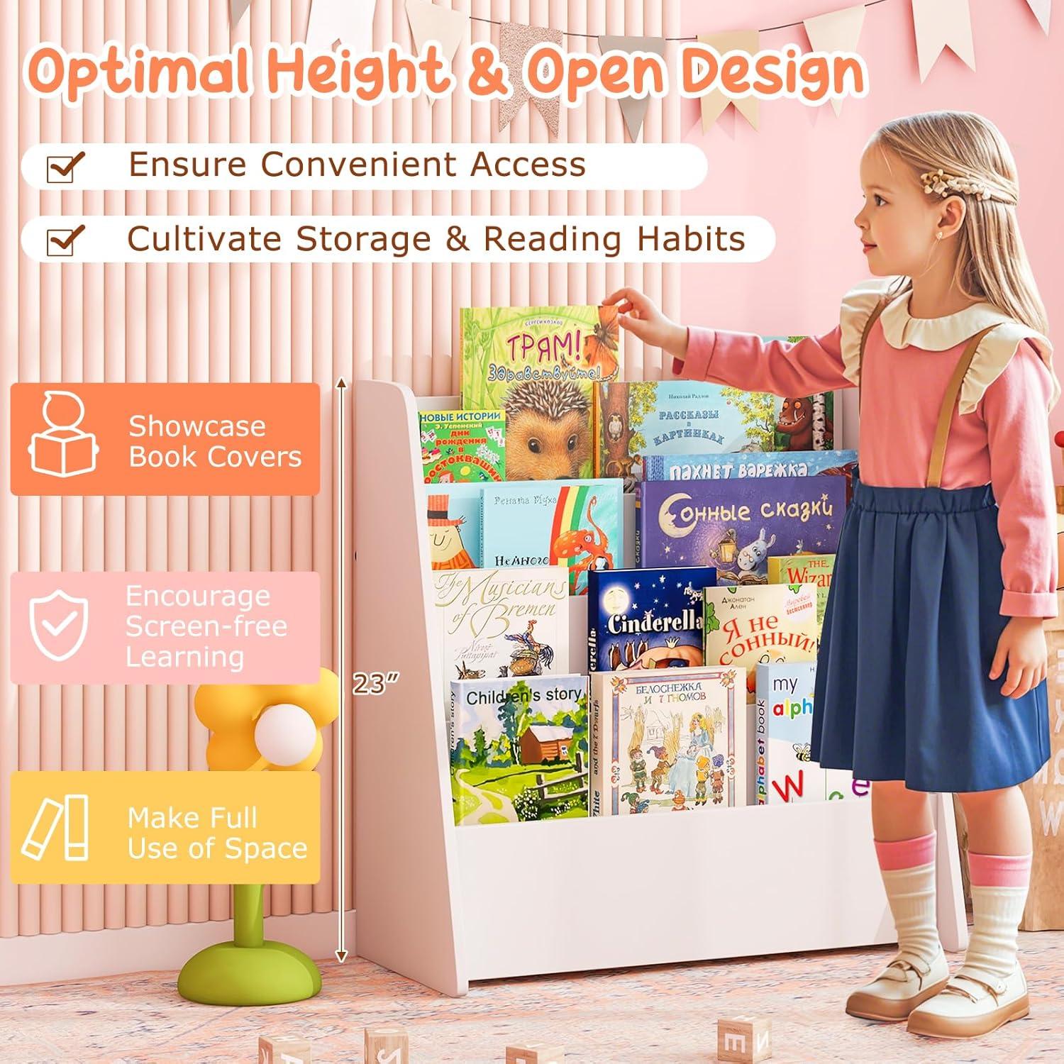 Estantería de Libros para Niños Costzon 4 Niveles Blanco