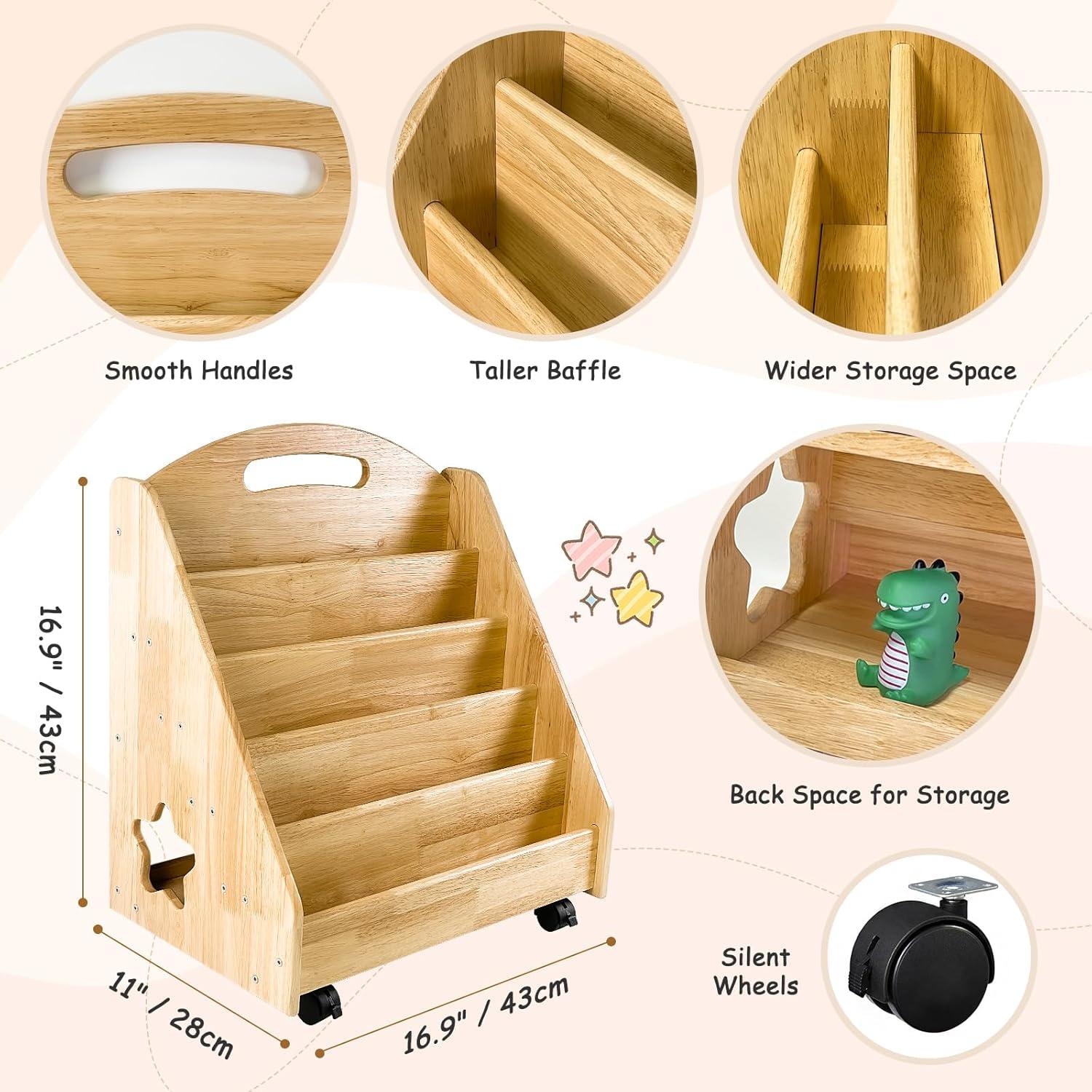 Estantería Montessori Zamsion 5 Niveles con Ruedas y Pizarra