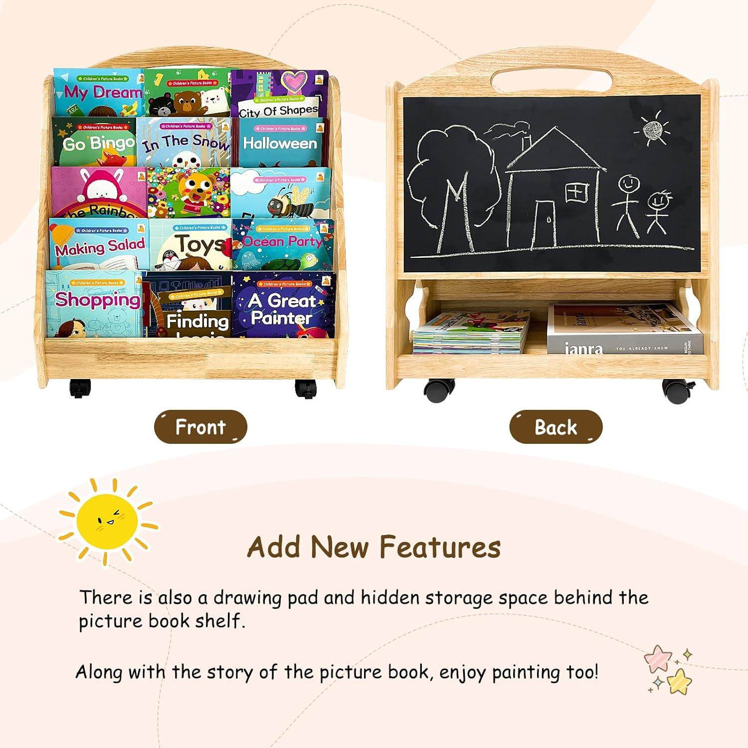 Estantería Montessori Zamsion 5 Niveles con Ruedas y Pizarra