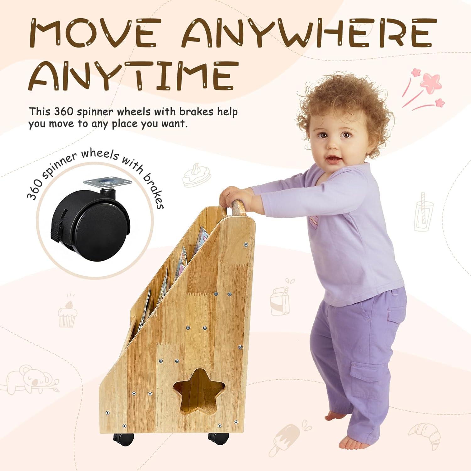 Estantería Montessori Zamsion 5 Niveles con Ruedas y Pizarra