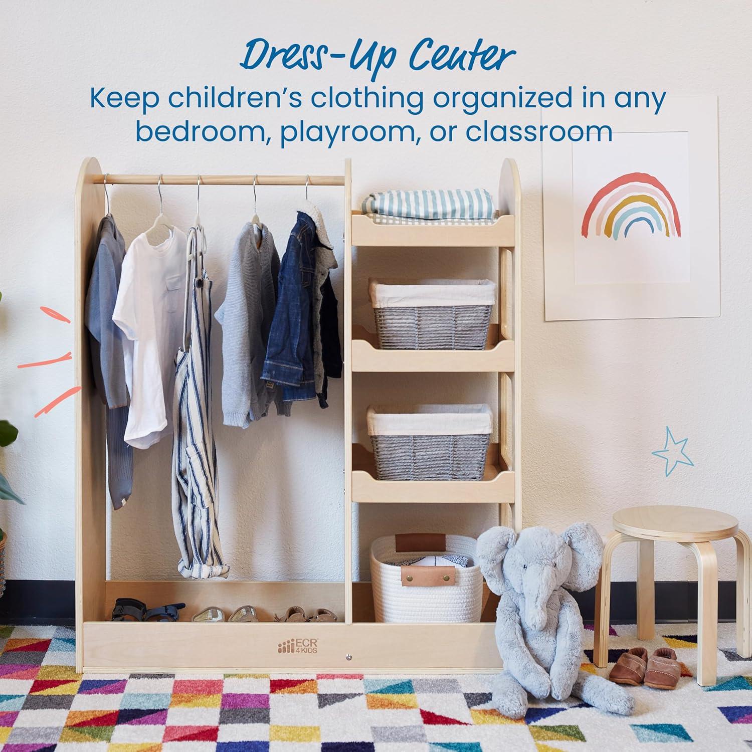 Centro de Disfraces ECR4Kids Natural con Espejo y 4 Estantes