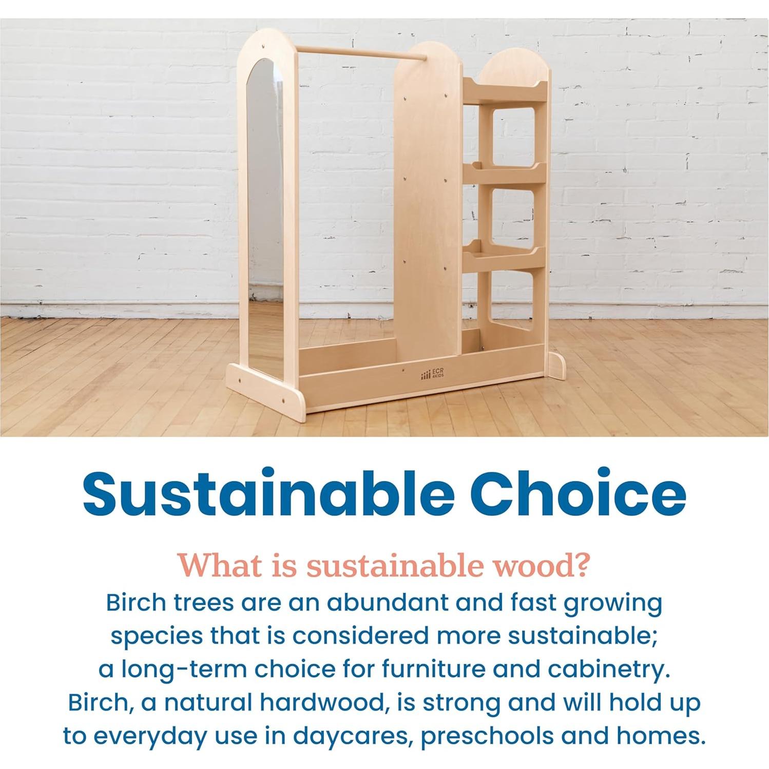 Centro de Disfraces ECR4Kids Natural con Espejo y 4 Estantes