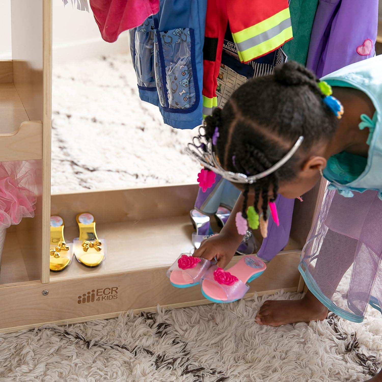 Centro de Disfraces ECR4Kids Natural con Espejo y 4 Estantes