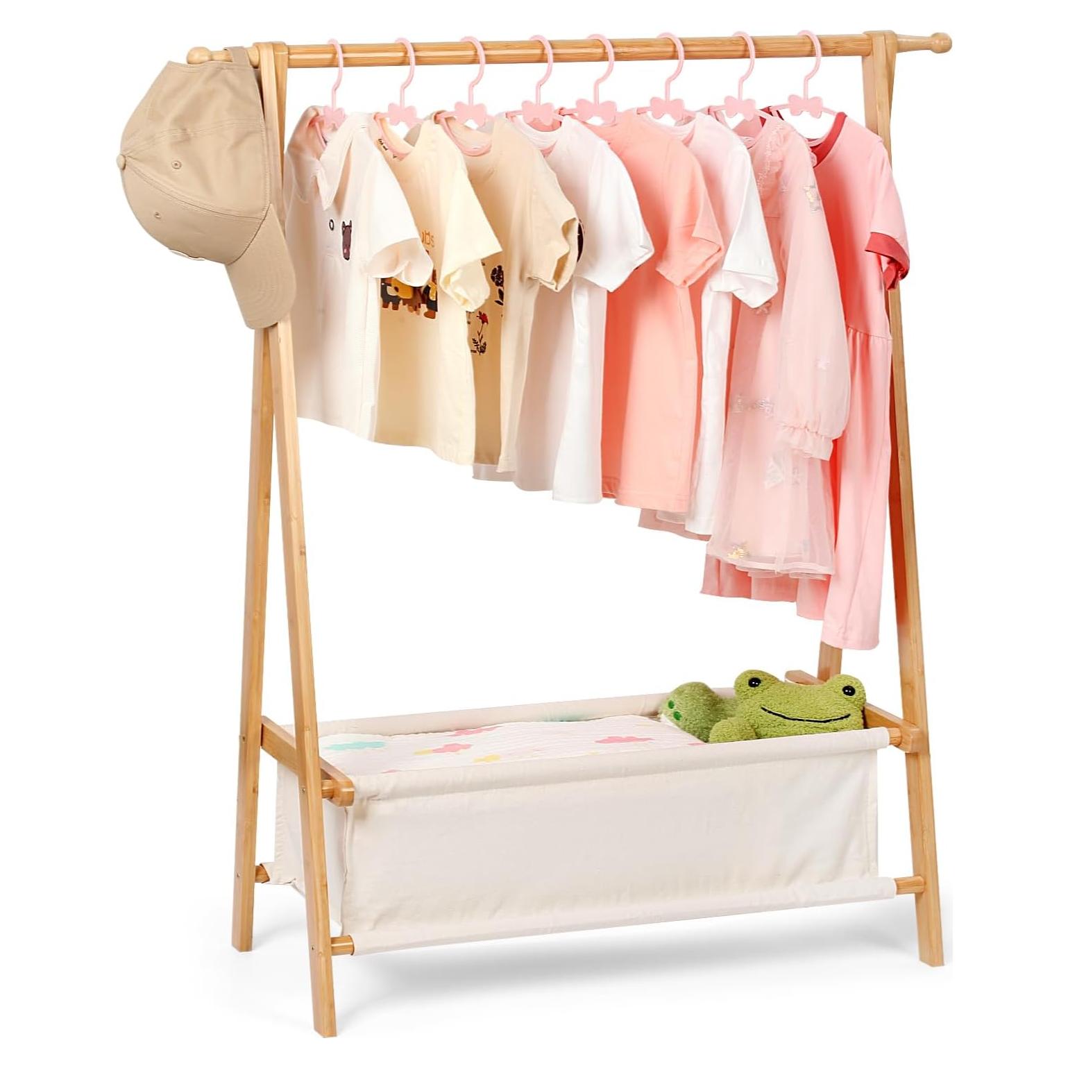 Perchero Infantil Relquorax de Bambú con Almacenamiento Natural