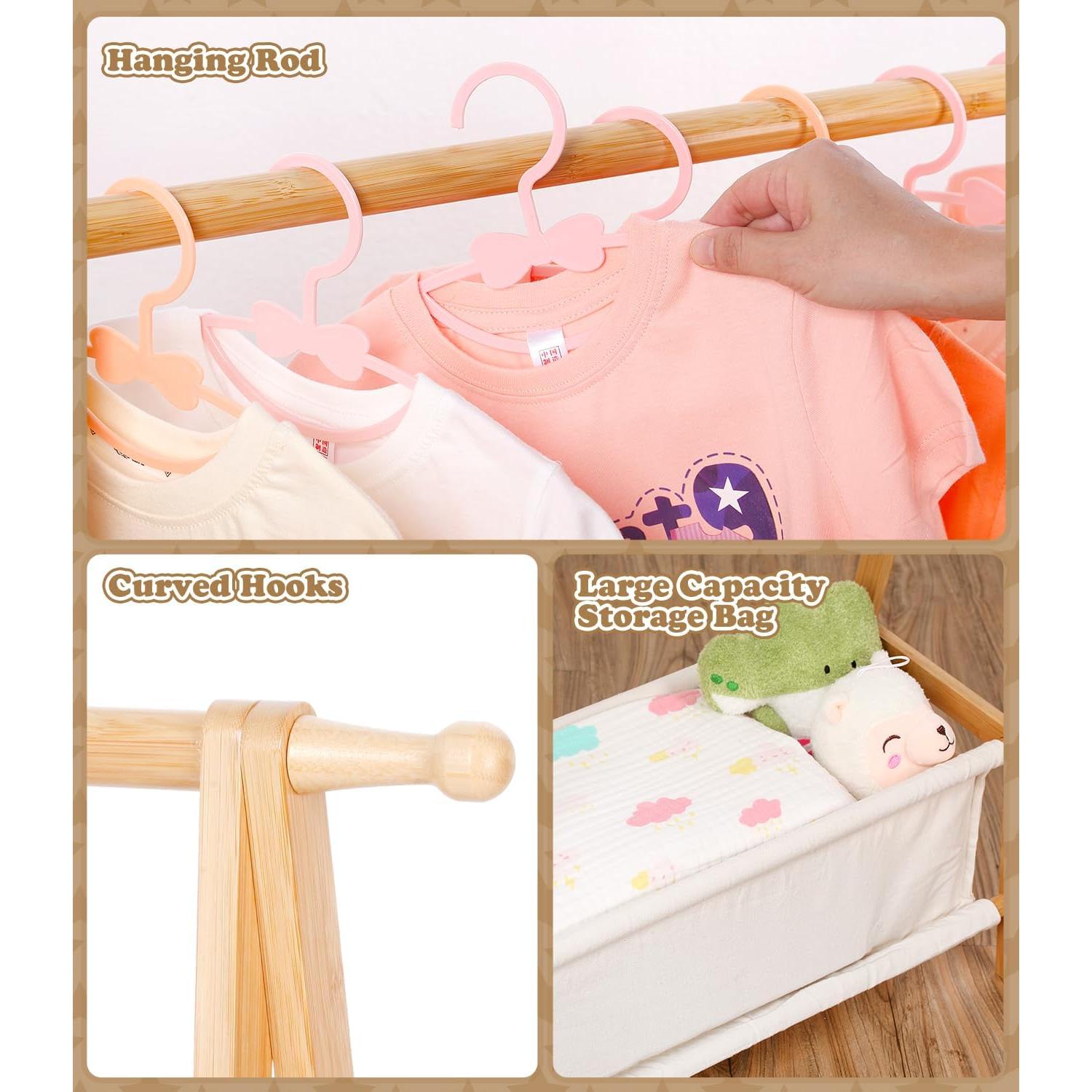 Perchero Infantil Relquorax de Bambú con Almacenamiento Natural