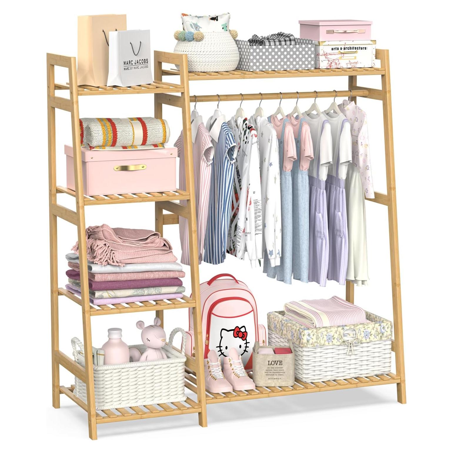 Perchero de Bambú para Niños BAMBOOHOMIE con 6 Estantes