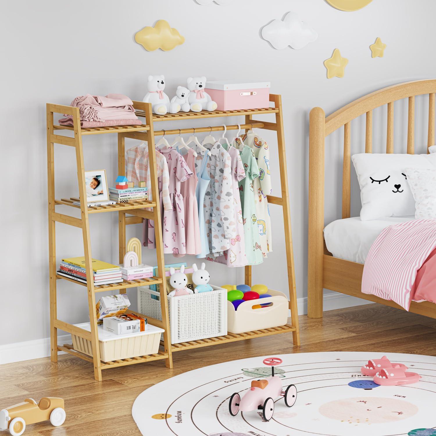 Perchero de Bambú para Niños BAMBOOHOMIE con 6 Estantes