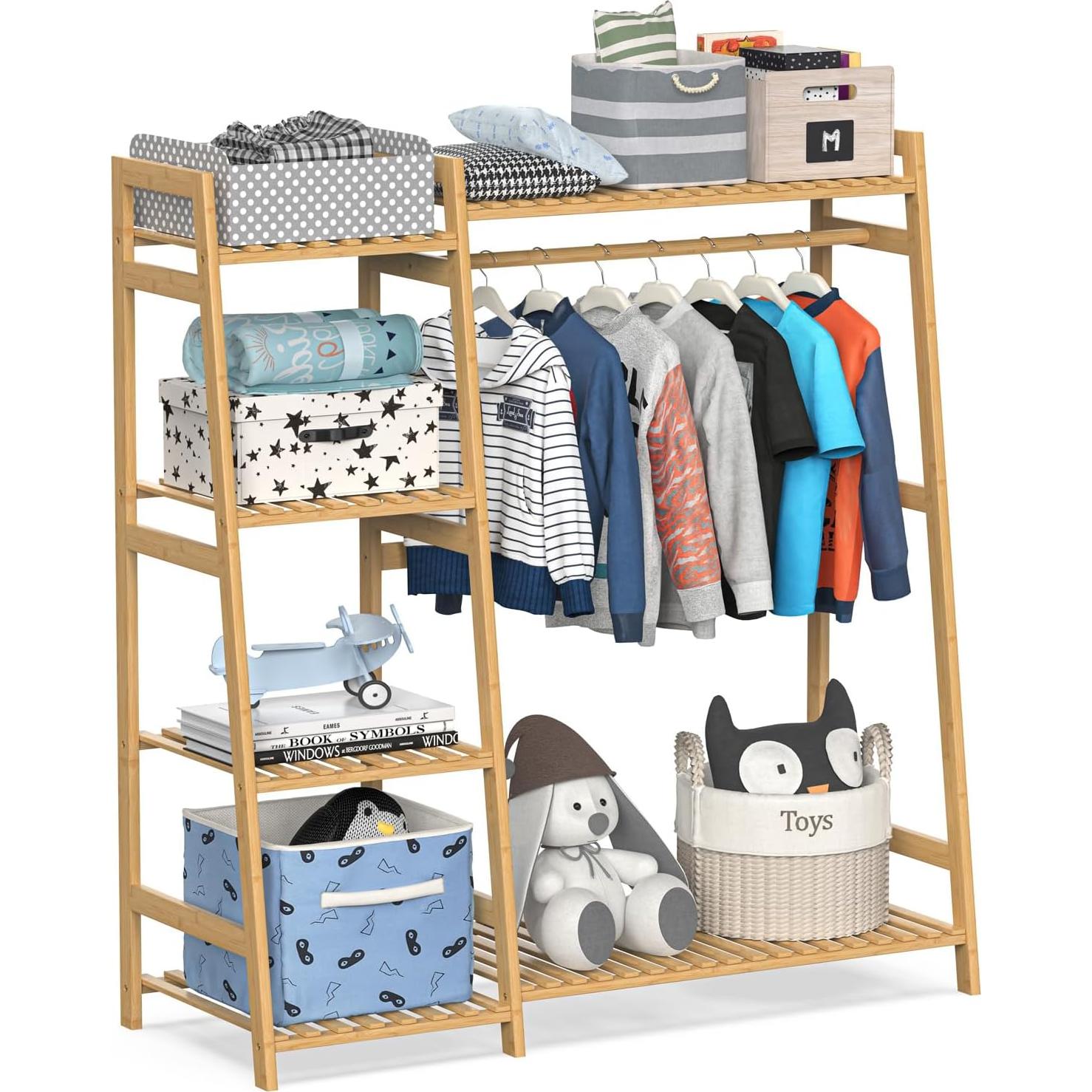 Perchero de Bambú para Niños BAMBOOHOMIE con 6 Estantes