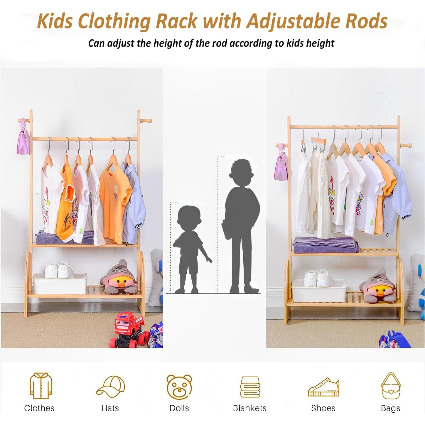 Perchero para Niños BAMBOOHOMIE con Varillas Ajustables 111 cm