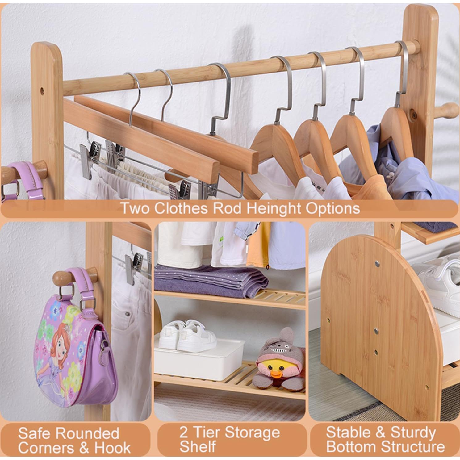 Perchero para Niños BAMBOOHOMIE con Varillas Ajustables 111 cm