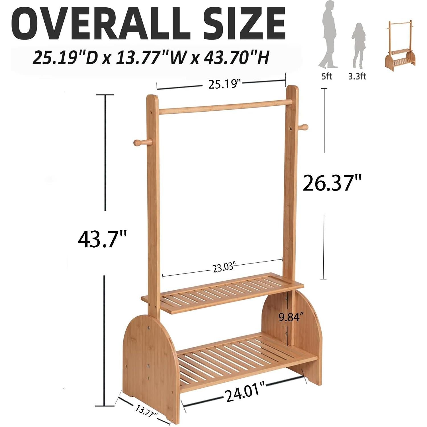 Perchero para Niños BAMBOOHOMIE con Varillas Ajustables 111 cm
