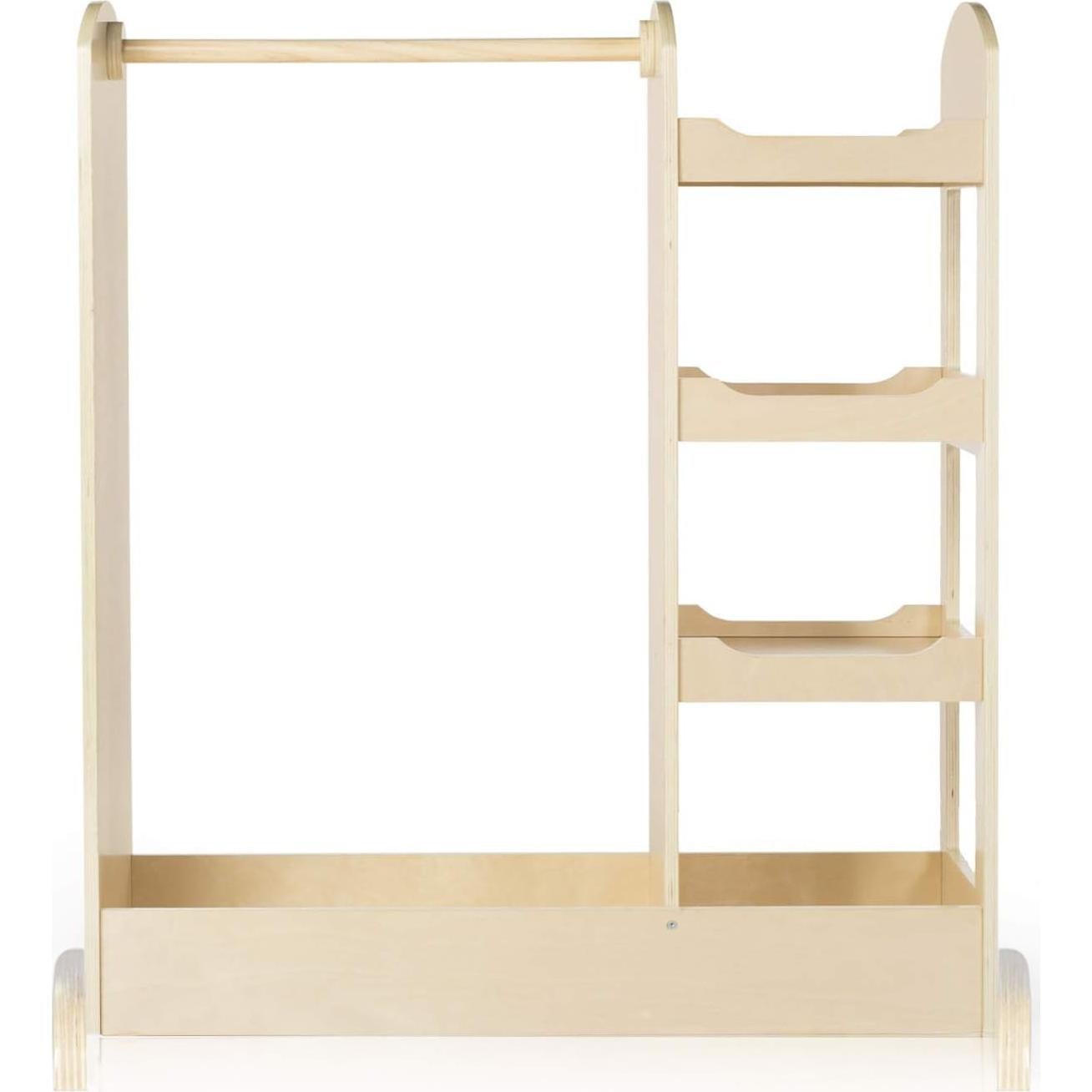 Centro de Vestir y Almacenar Guidecraft Natural - Madera, Espejo, 3 Estantes