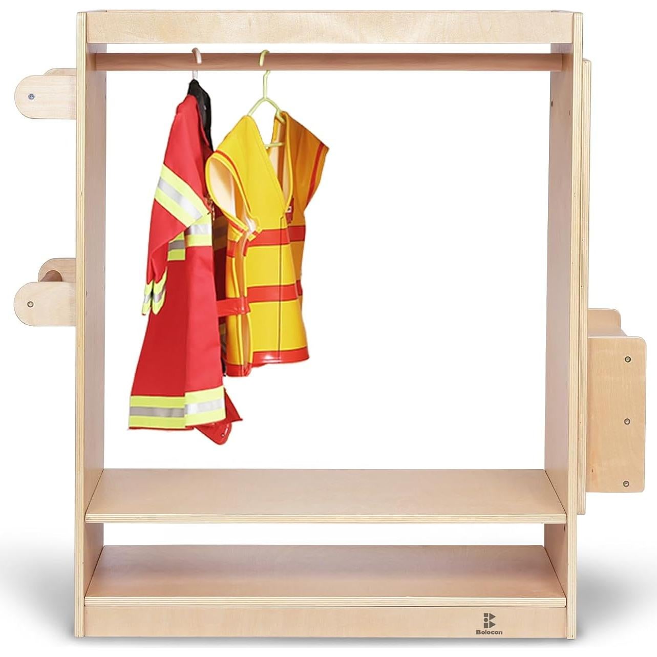 Kids Dress Up Center Girls/Boys Pretend Play Closet, Clothes Rack with Organizer Mirror Set, Cubbies for Costume,Toddler Montessori Furniture, Wardrobe for Daycare//Preschool (Standard)