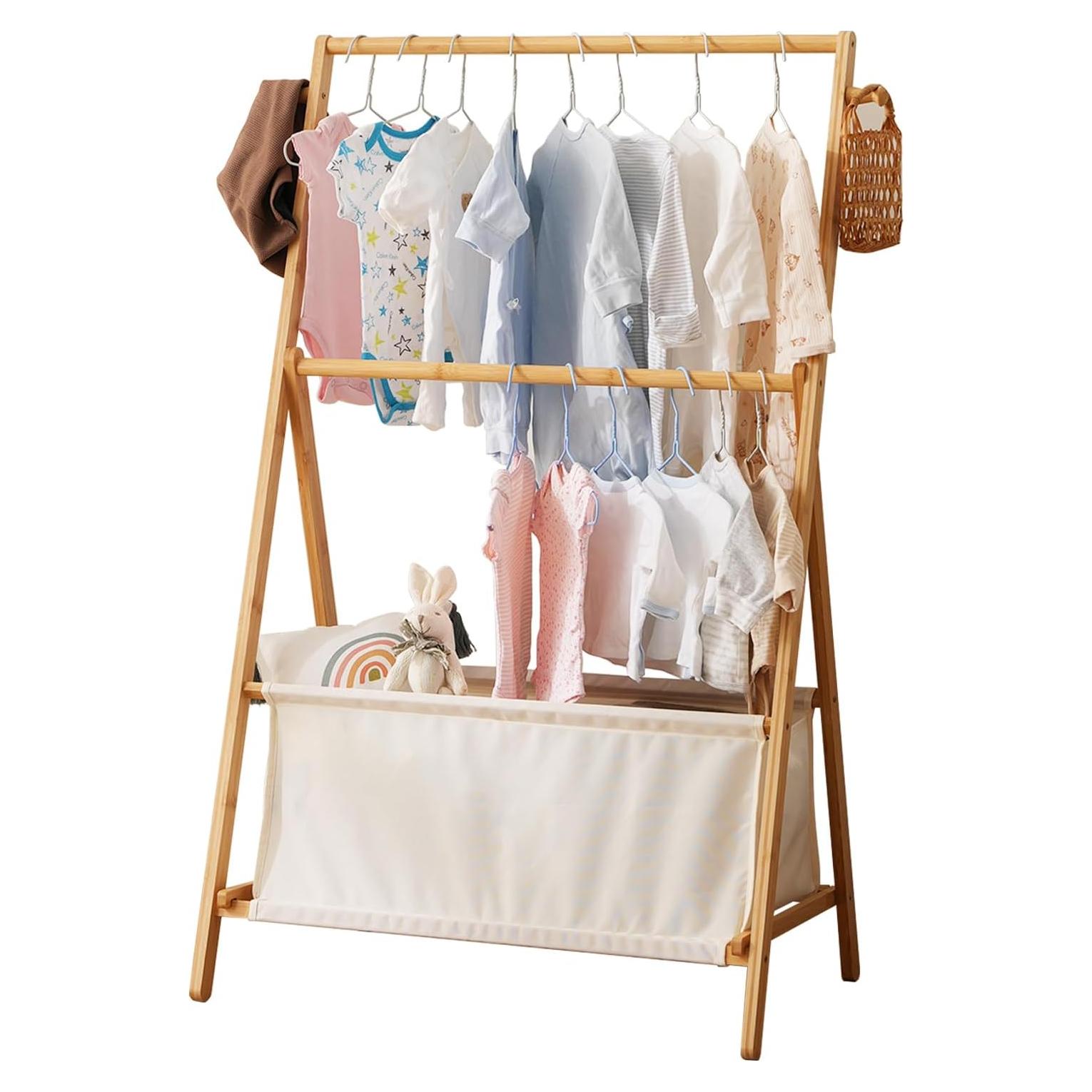 Perchero de Bambú Baveke Plegable para Niños 70x45.7cm