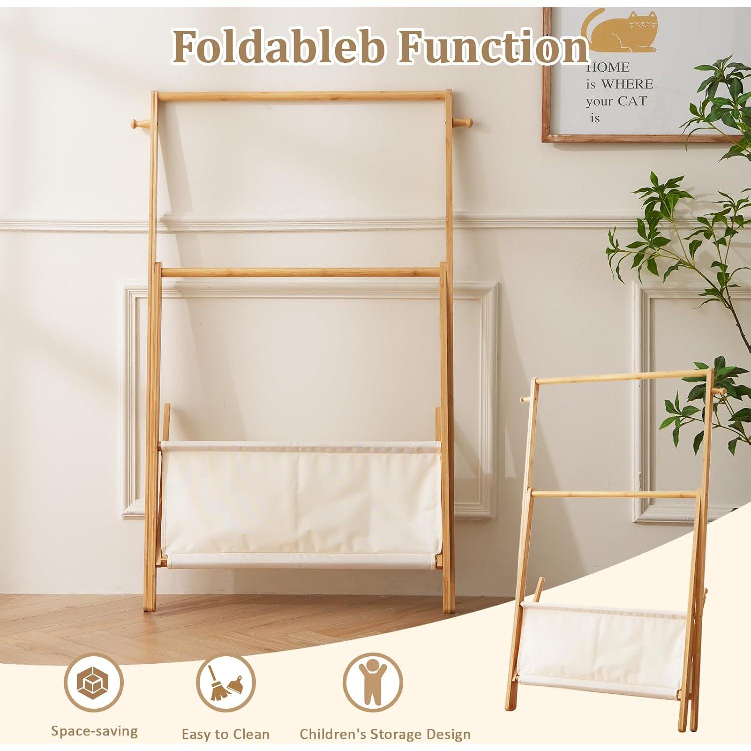 Perchero de Bambú Baveke Plegable para Niños 70x45.7cm