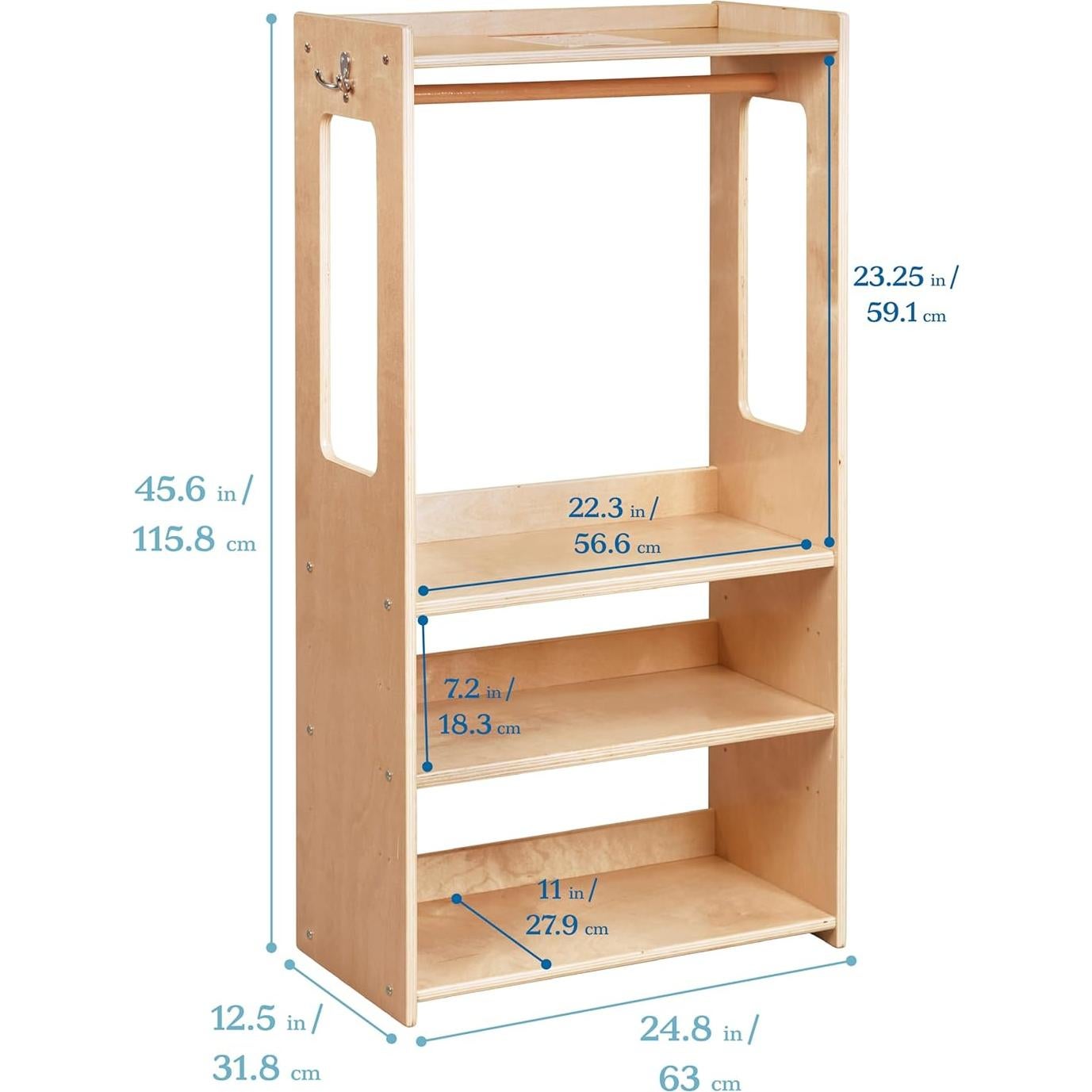 Perchero Infantil ECR4Kids TrendiTot Madera Natural 63cm