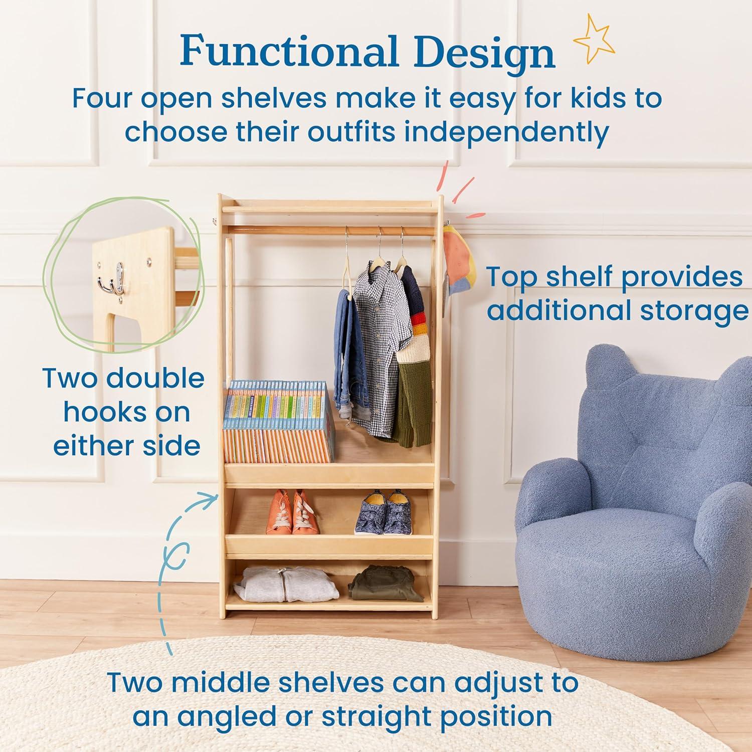 Perchero Infantil ECR4Kids TrendiTot Madera Natural 63cm