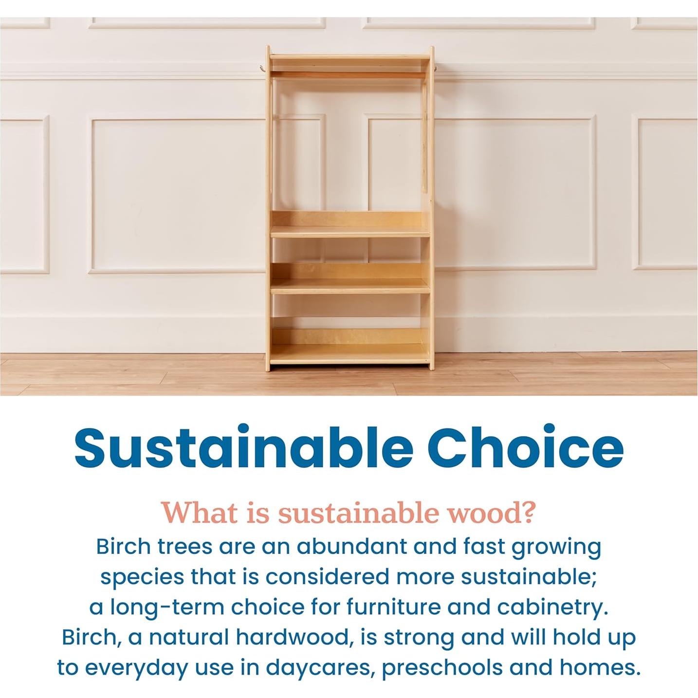 Perchero Infantil ECR4Kids TrendiTot Madera Natural 63cm