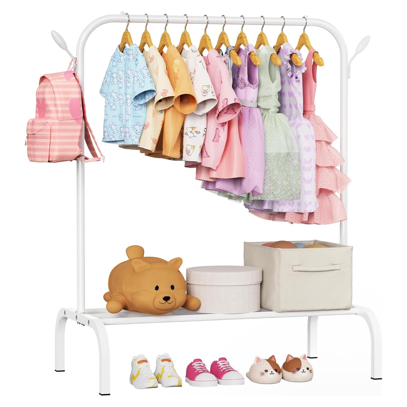 Perchero Infantil FLOUREE Blanco con Estante y Ganchos