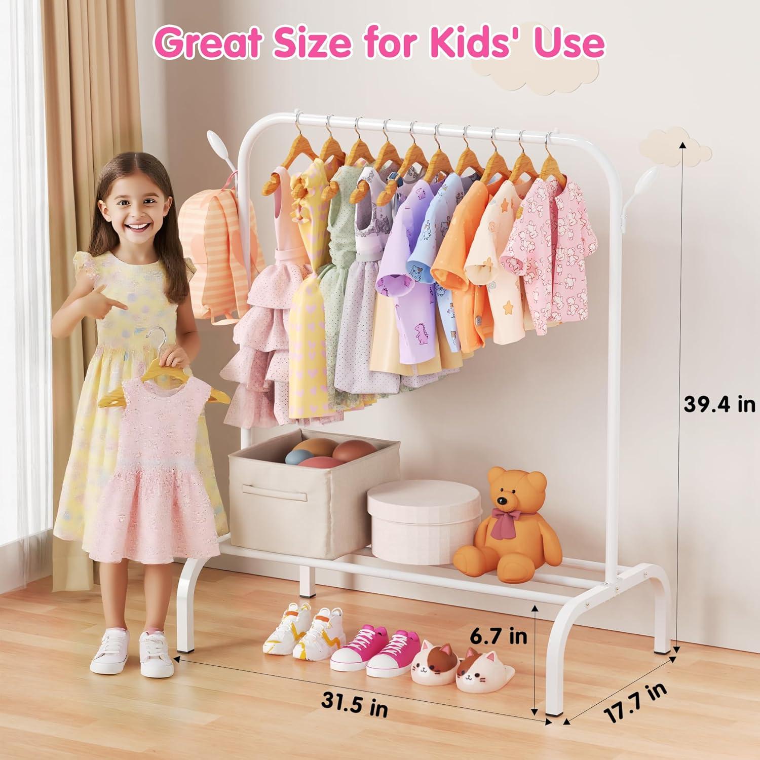 Perchero Infantil FLOUREE Blanco con Estante y Ganchos
