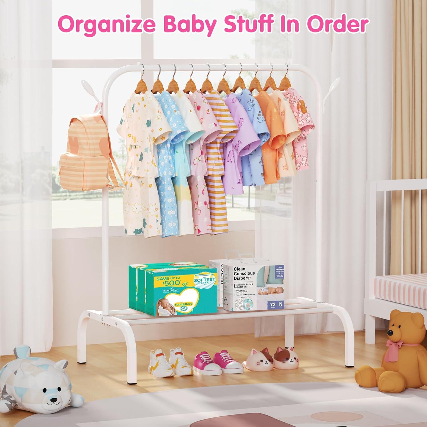 Perchero Infantil FLOUREE Blanco con Estante y Ganchos