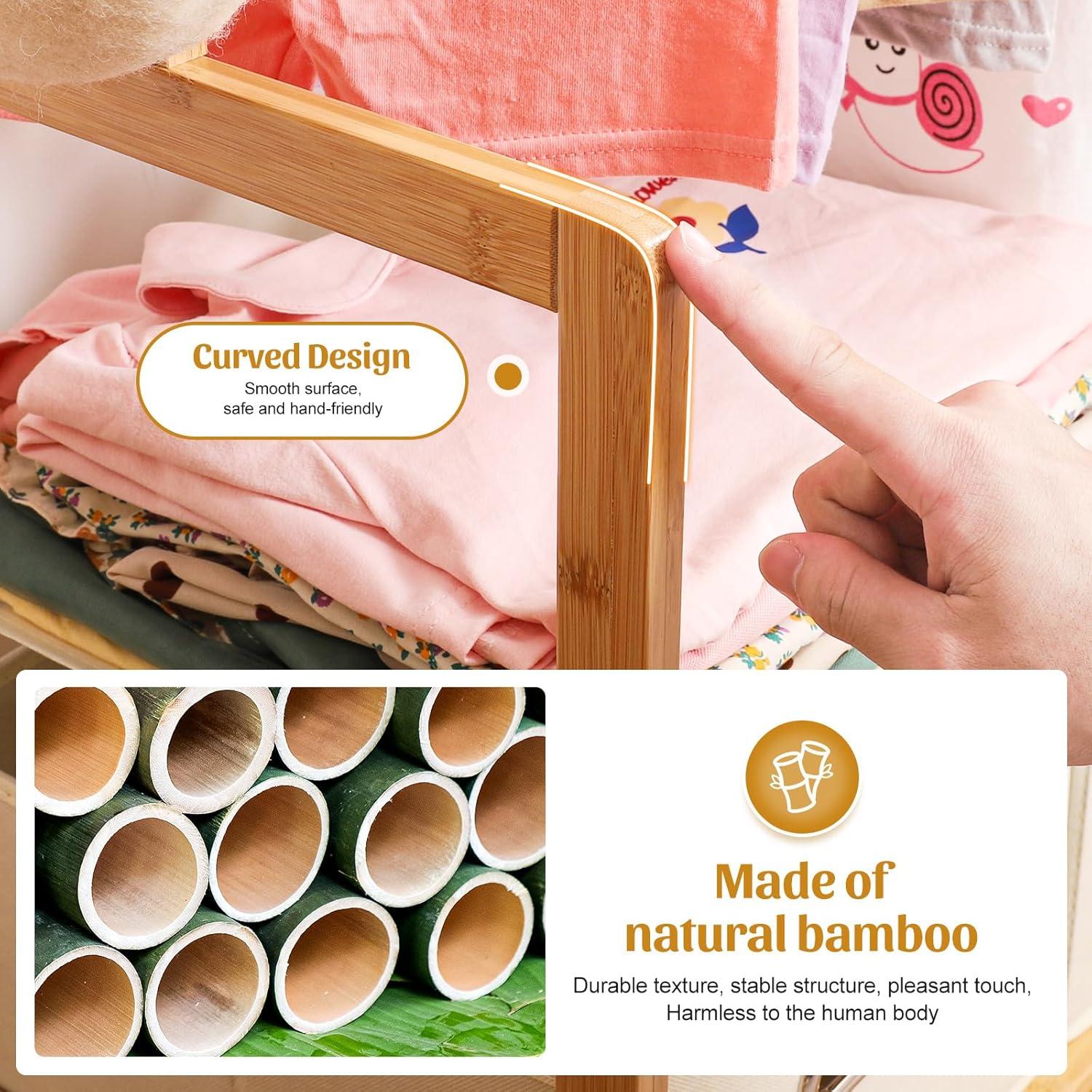 Perchero Infantil de Bambú Vilaxing con 2 Cestas y Varillas Ajustables