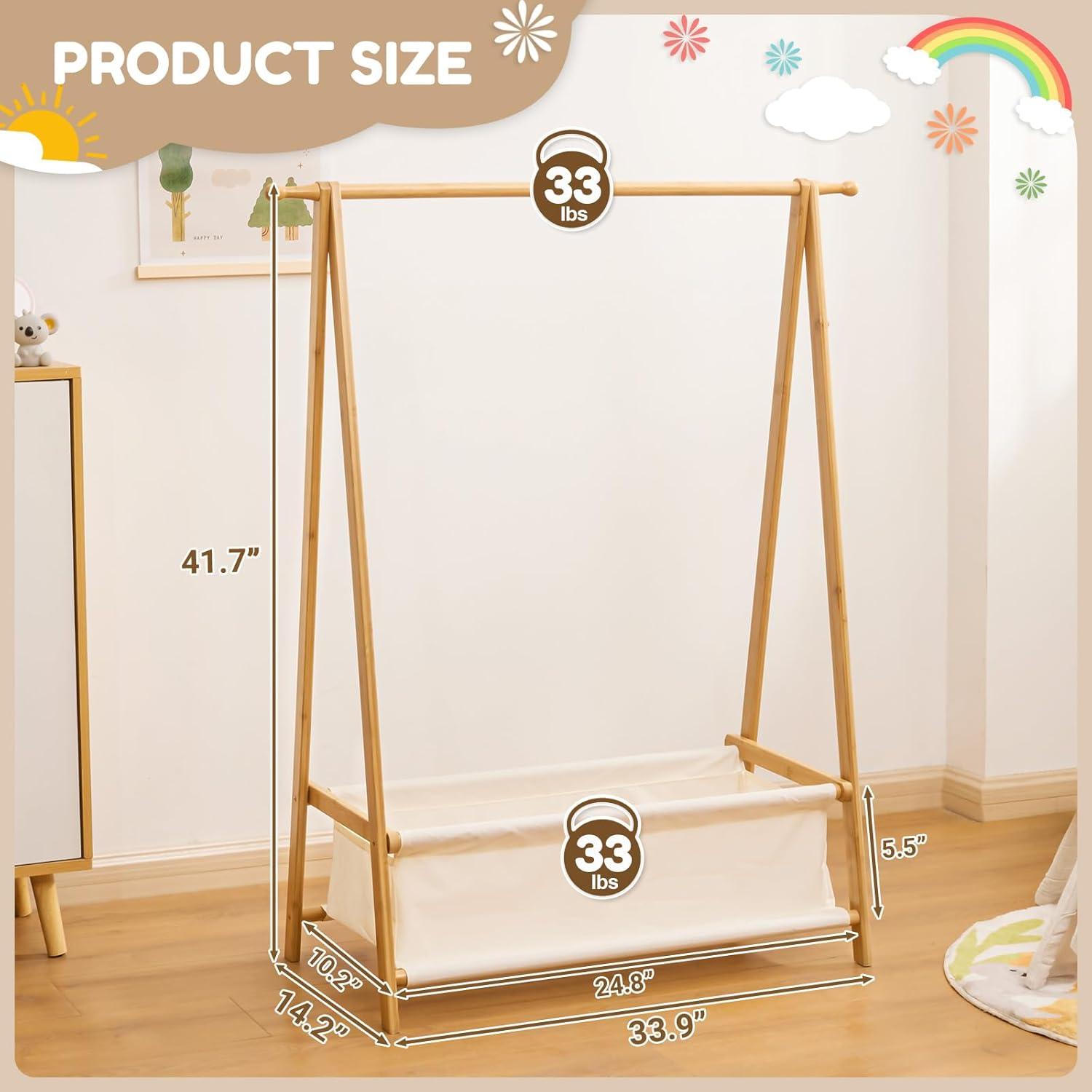 Perchero Infantil Plegable Cozivolife de Bambú Natural 106 cm