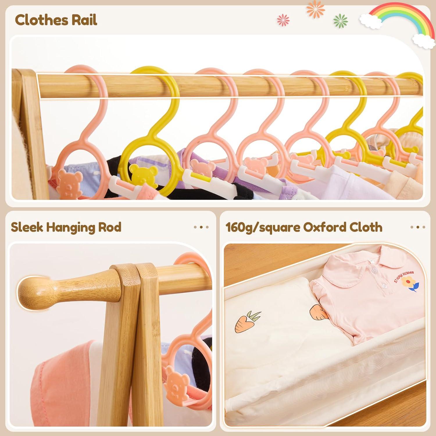 Perchero Infantil Plegable Cozivolife de Bambú Natural 106 cm