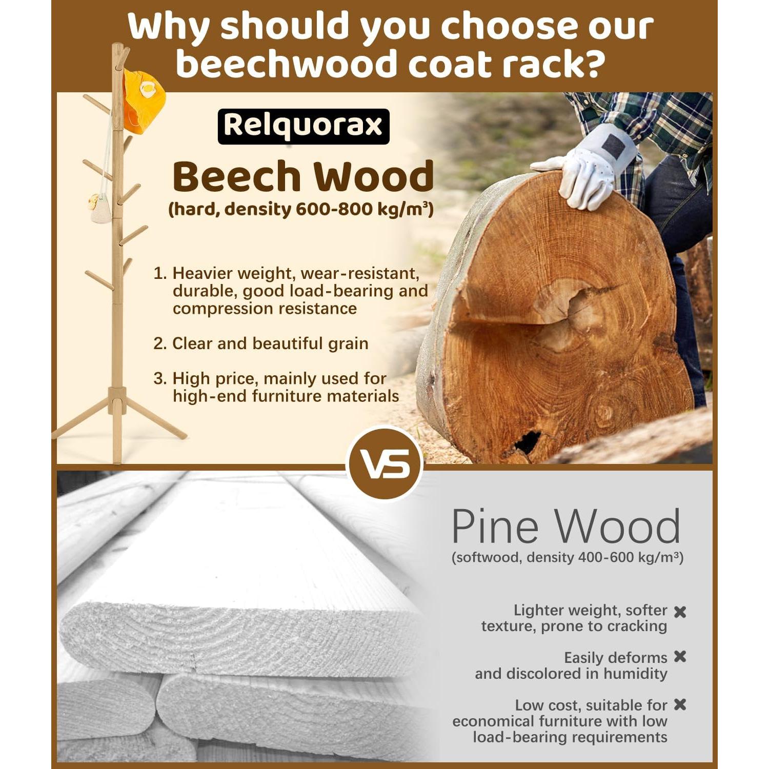 Perchero Infantil Relquorax de Madera de Haya Ajustable 9 Ganchos