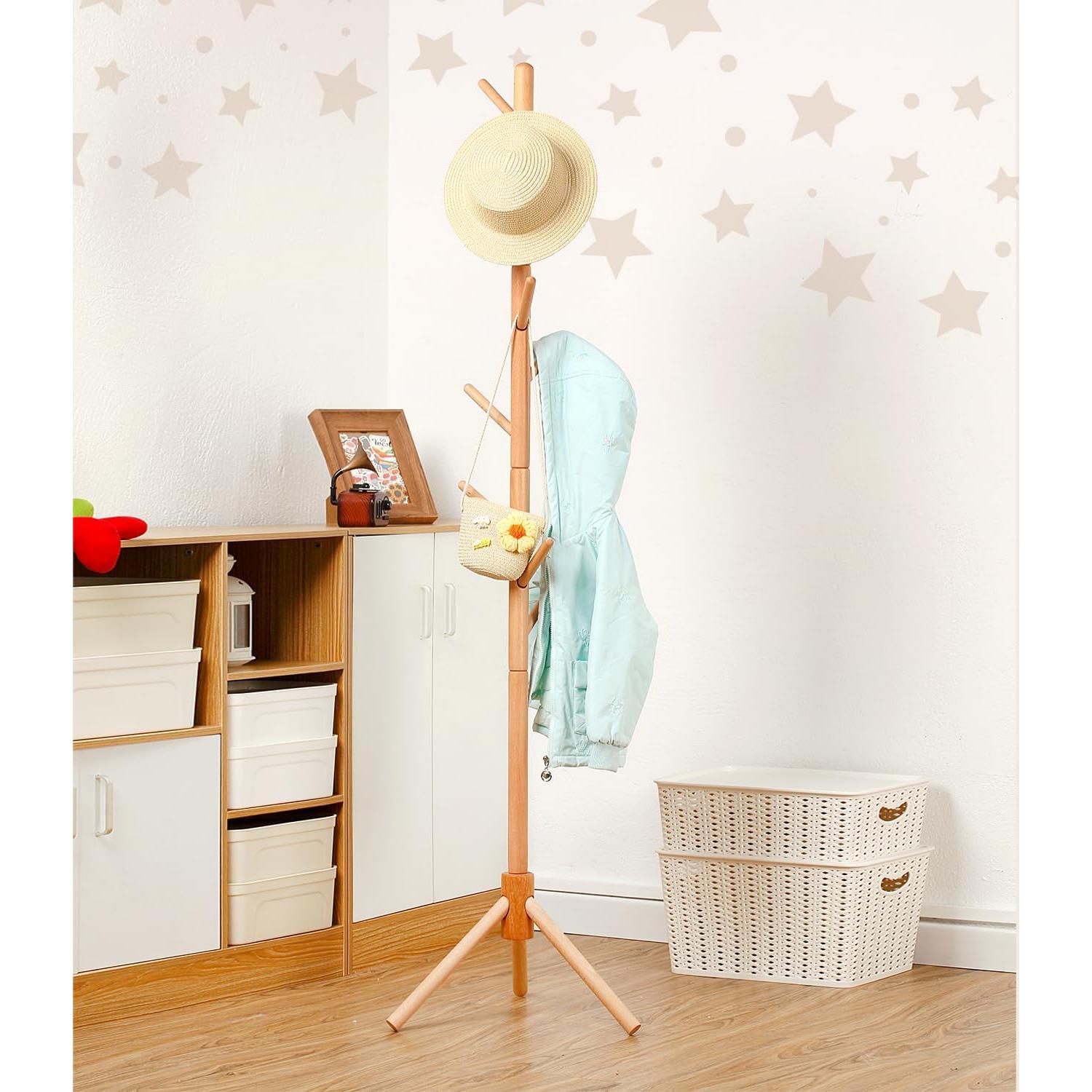 Perchero Infantil Relquorax de Madera de Haya Ajustable 9 Ganchos