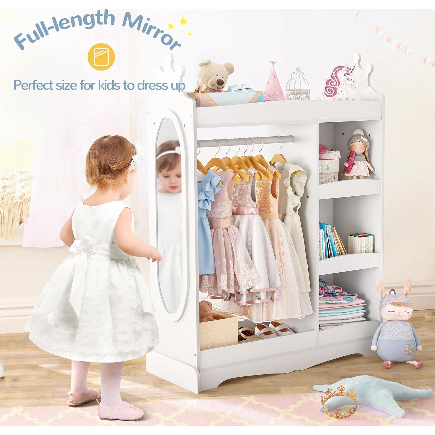 Armario Infantil Curipeer con Espejo y 3 Ganchos Blanco