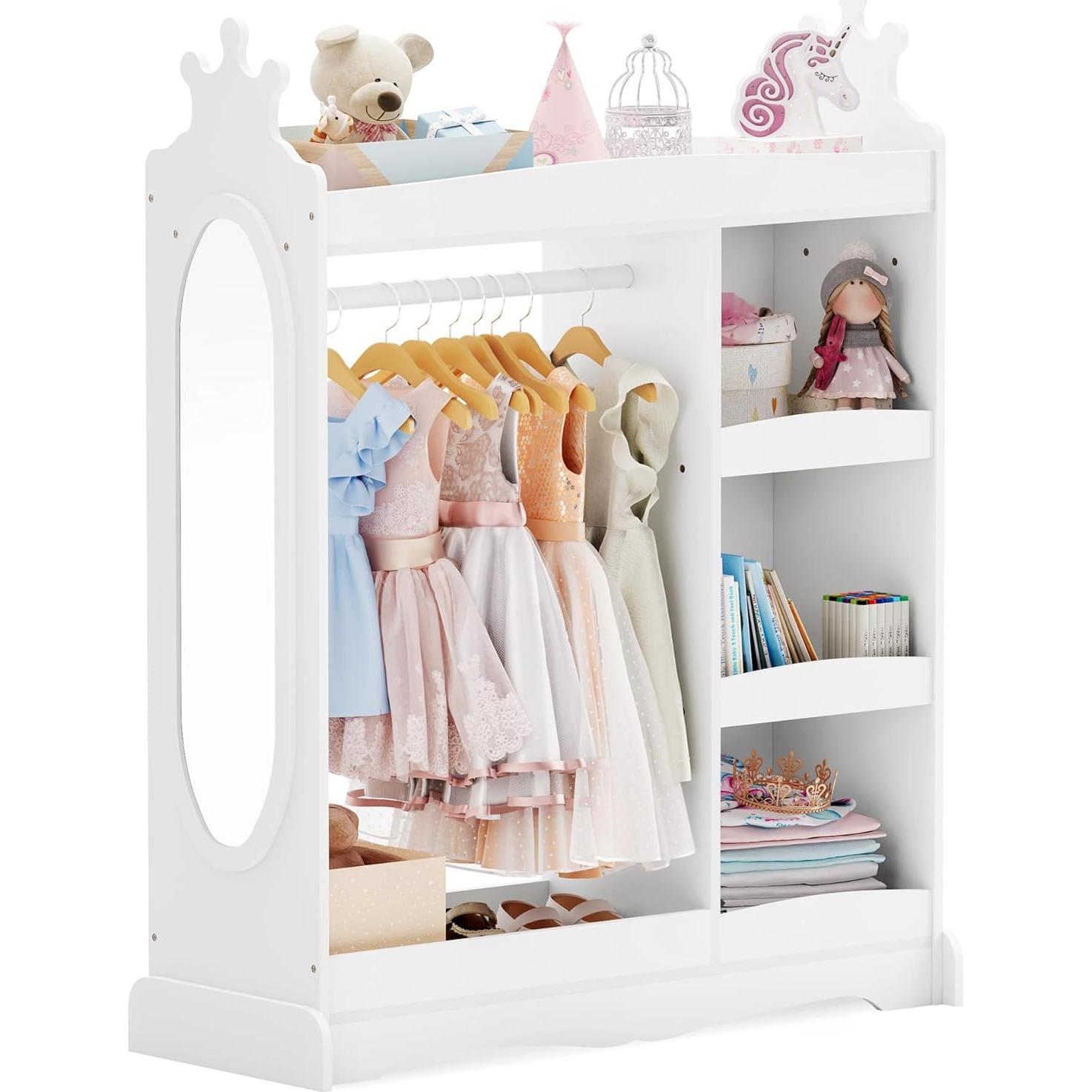 Armario Infantil Curipeer con Espejo y 3 Ganchos Blanco