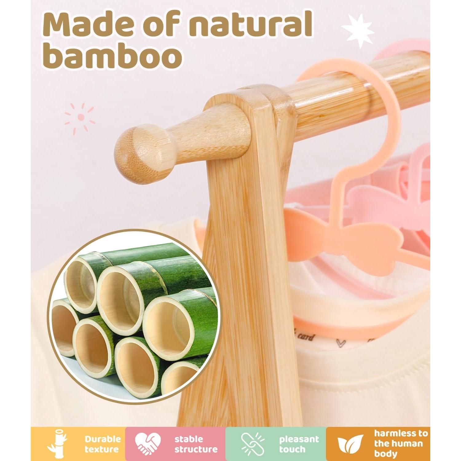 Perchero para Niños Relquorax de Bambú Natural con 2 Estantes