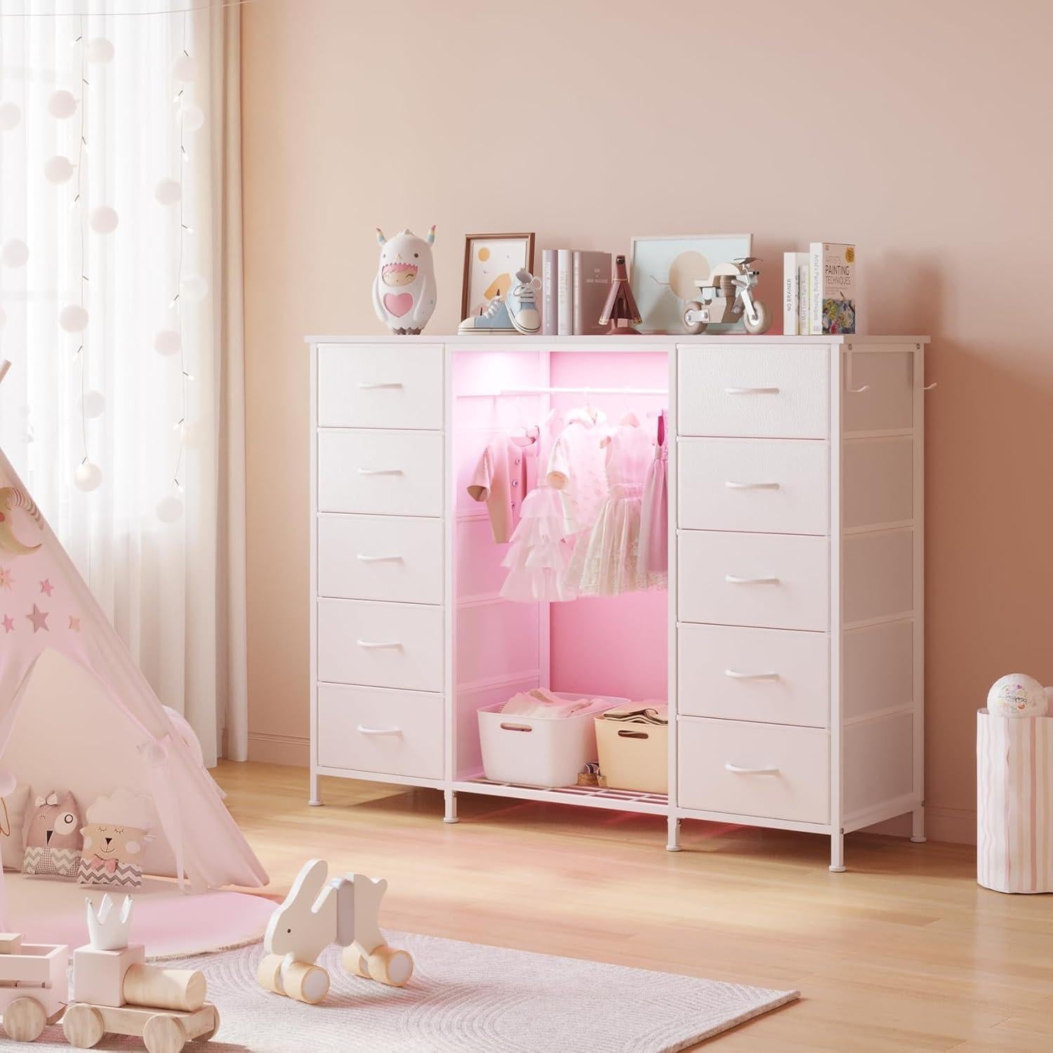 Cómoda LUMTOK 10 Cajones con Estante Colgante y LED