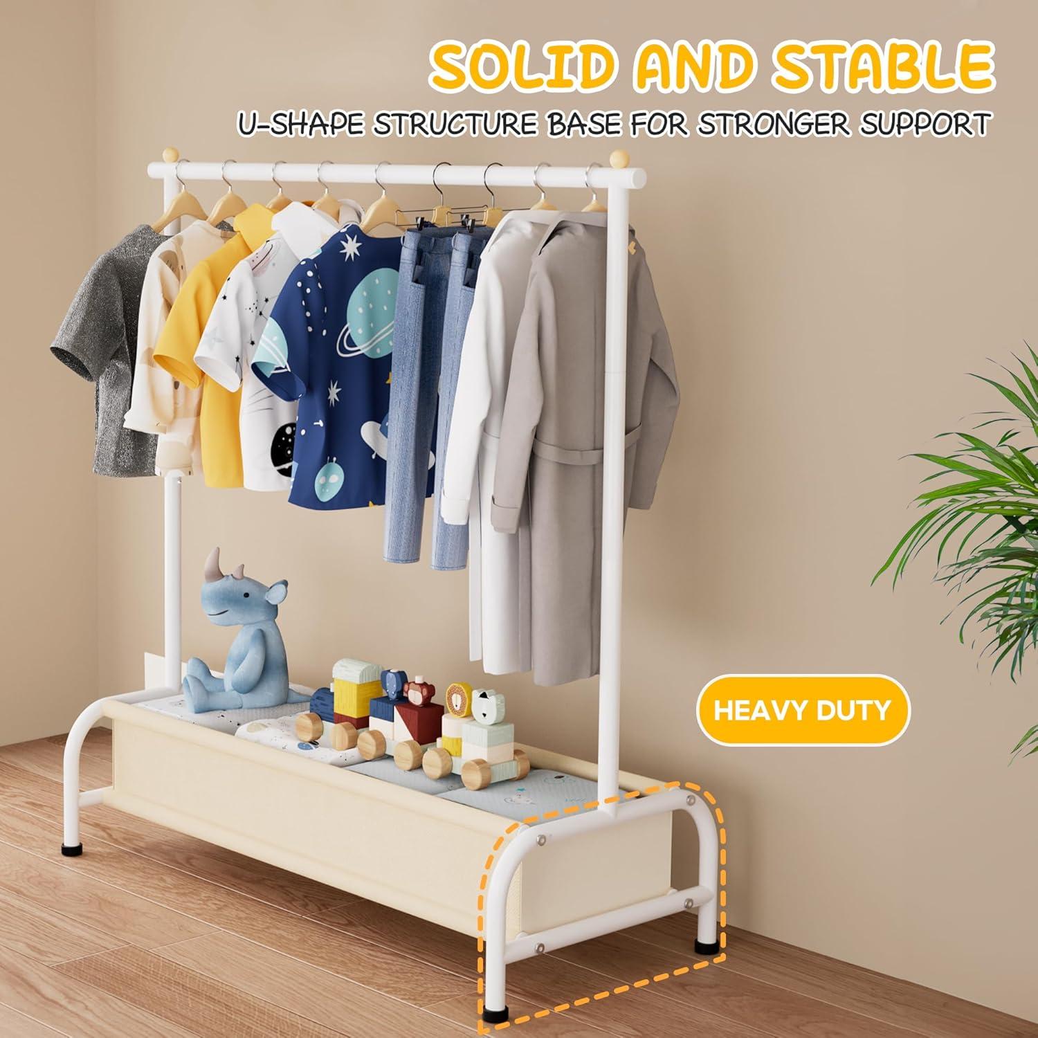 Rack de Ropa para Niños MISSLO Blanco con Canasta Almacenamiento