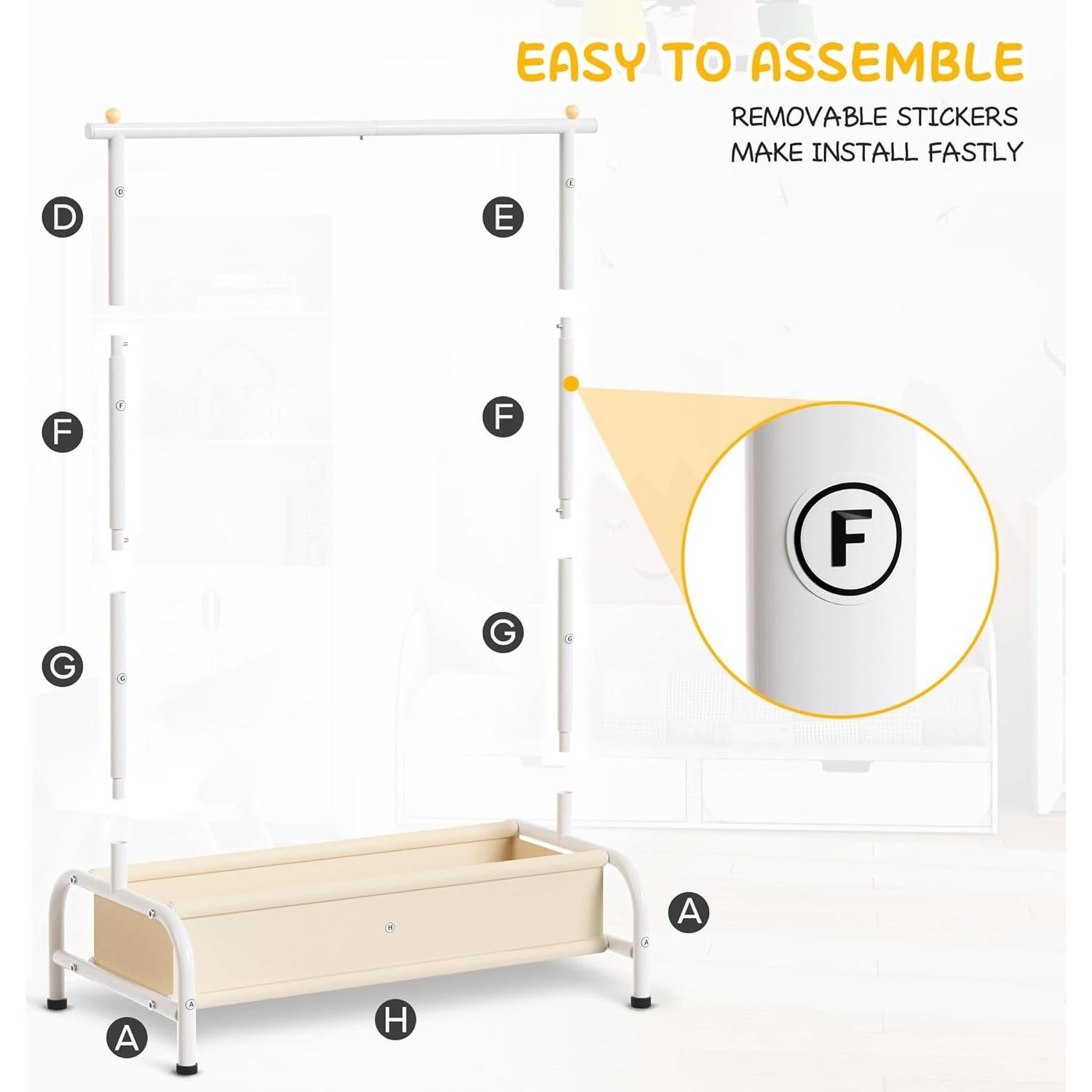 Rack de Ropa para Niños MISSLO Blanco con Canasta Almacenamiento