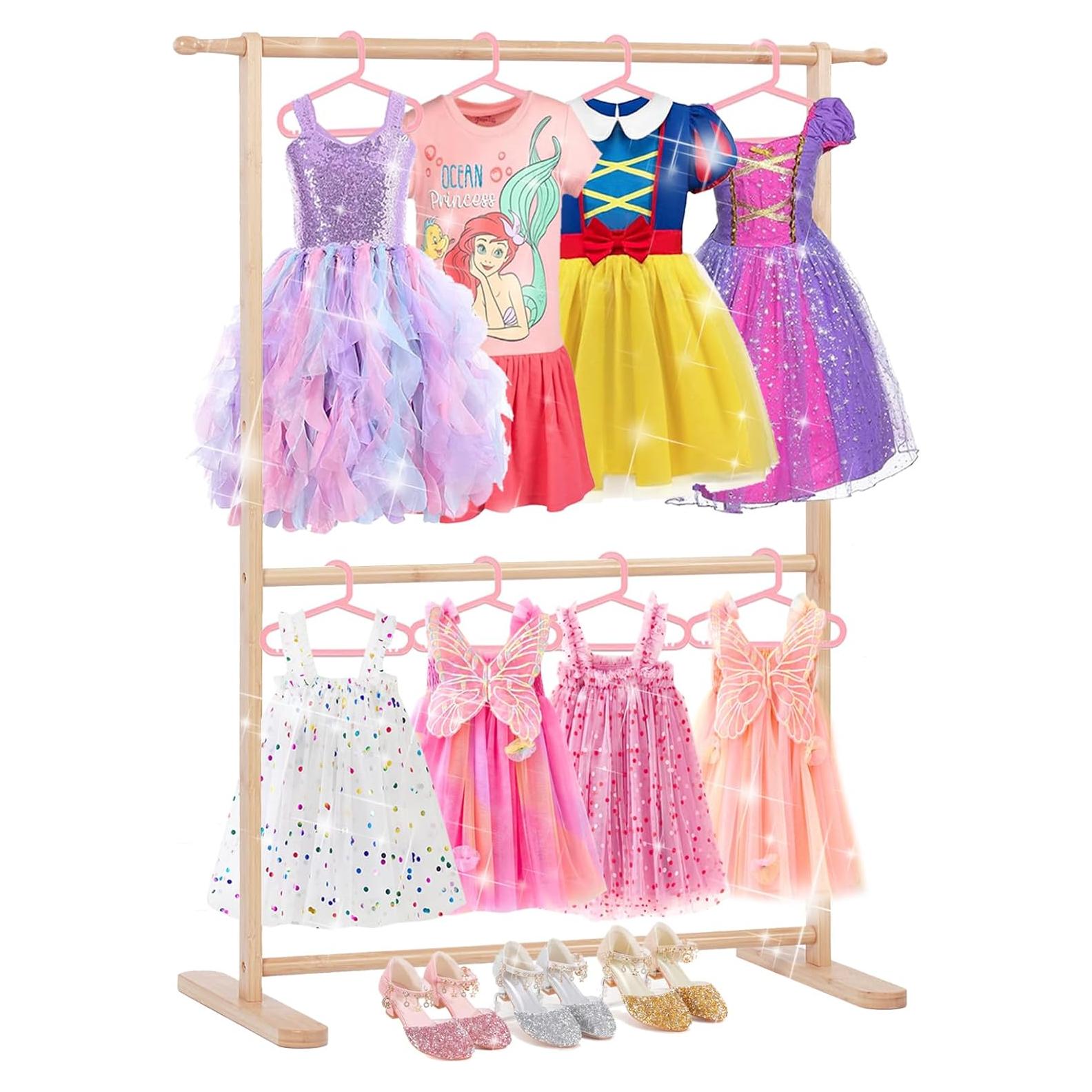 Perchero de Bambú Relquorax para Niños - Doble Poste 74.93 cm