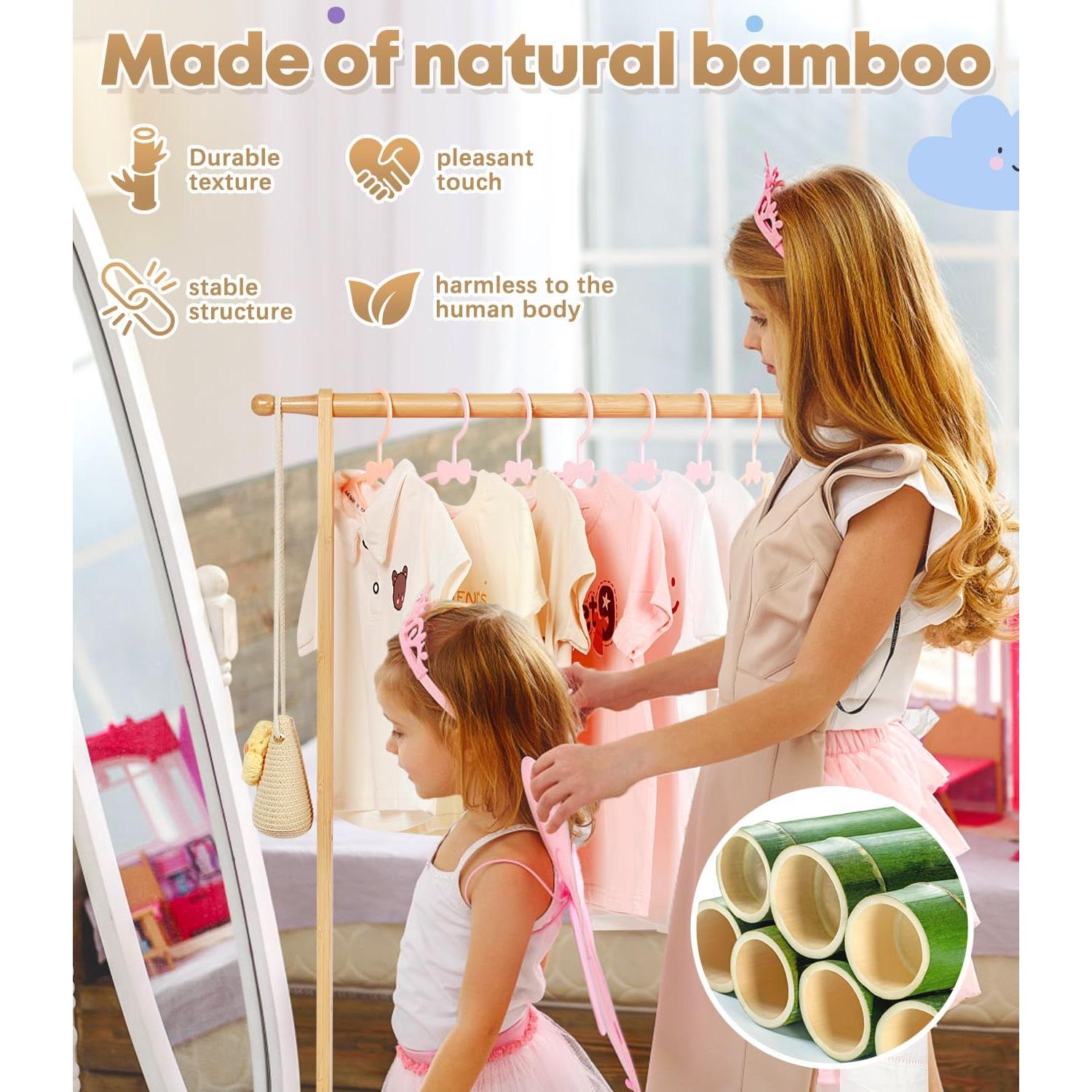 Perchero de Bambú Relquorax para Niños - Doble Poste 74.93 cm