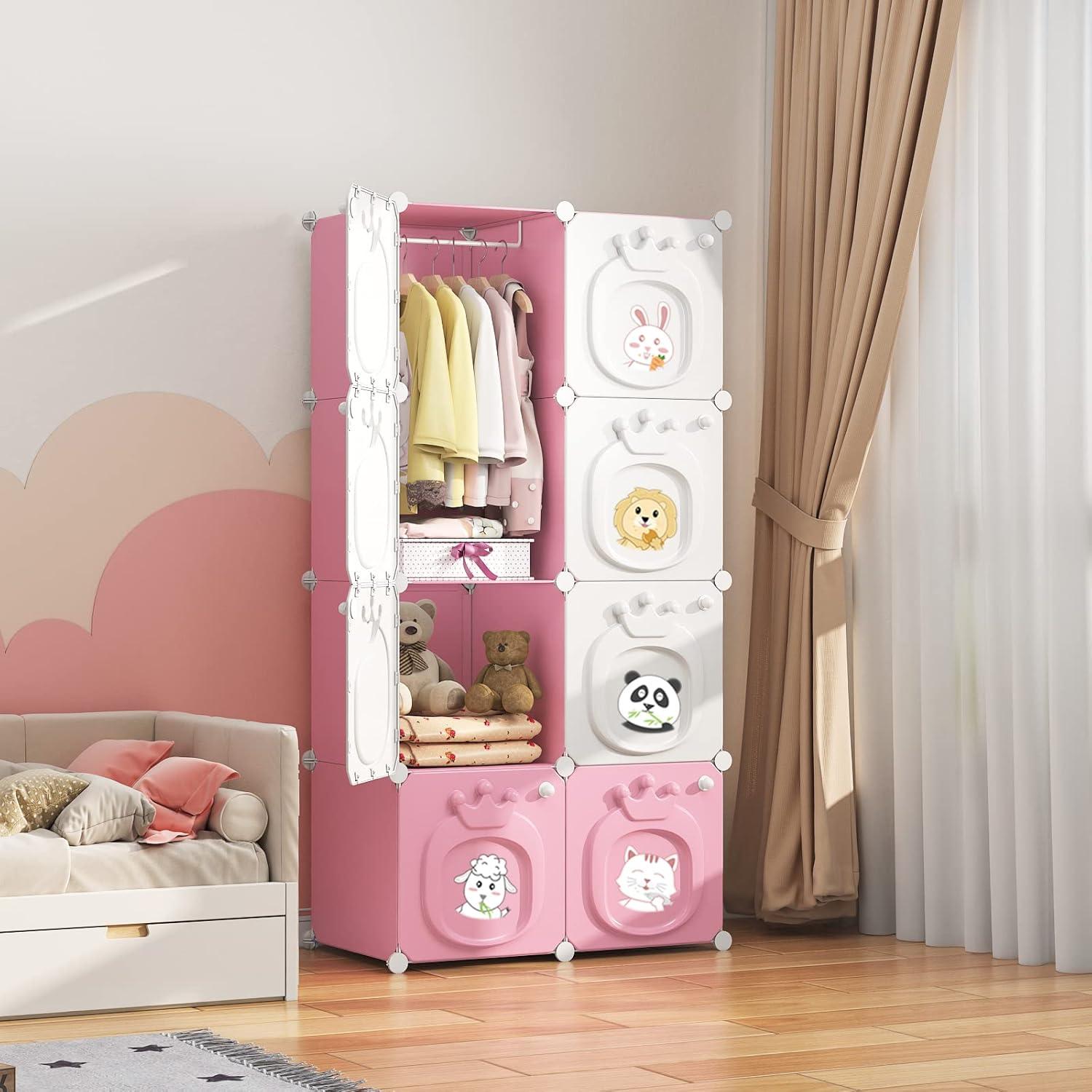 Armario para Niños MAGINELS Rosa 8 Cubos 142x71x36cm