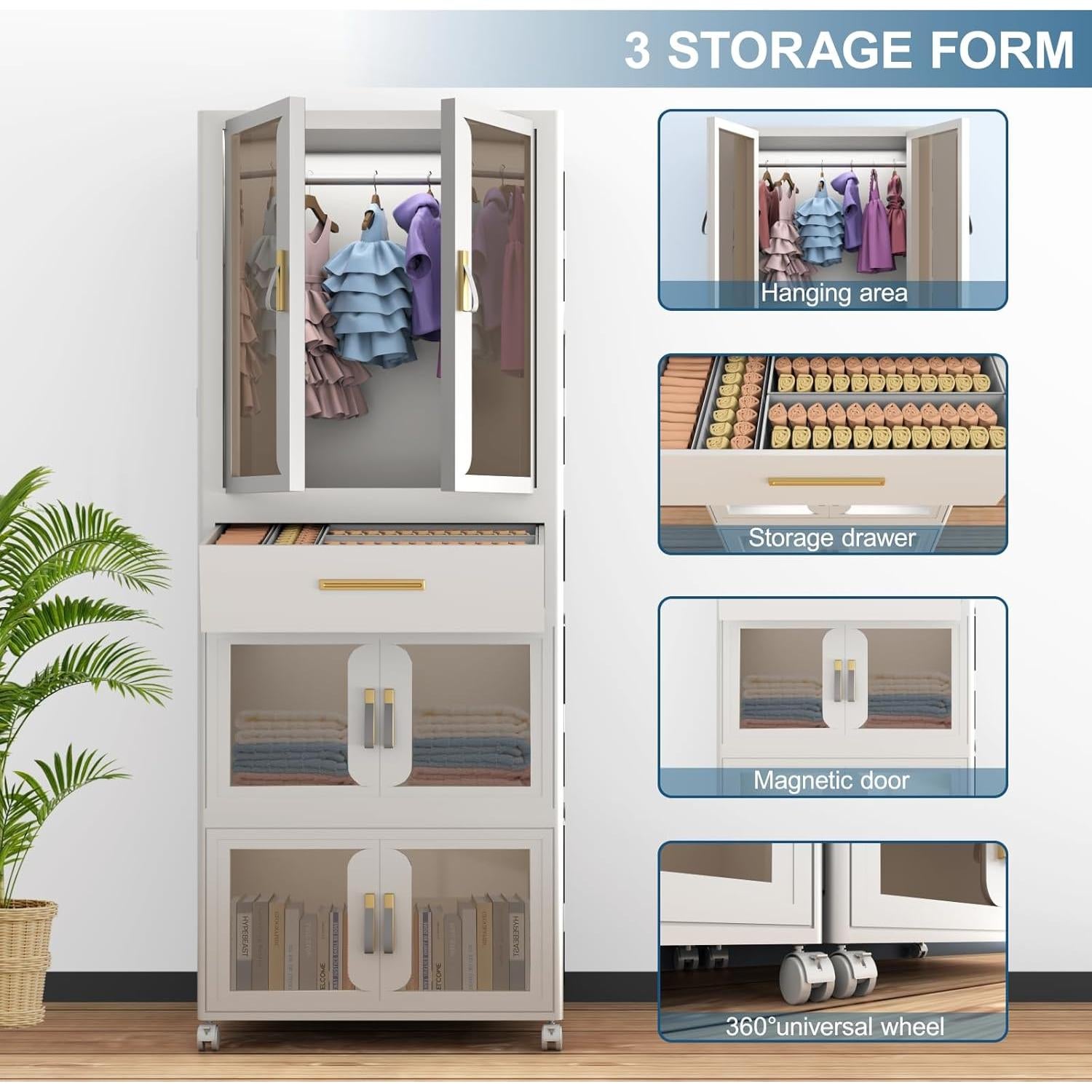 Armario Infantil Plegable XIMSPHY Blanco 54x34x140 cm