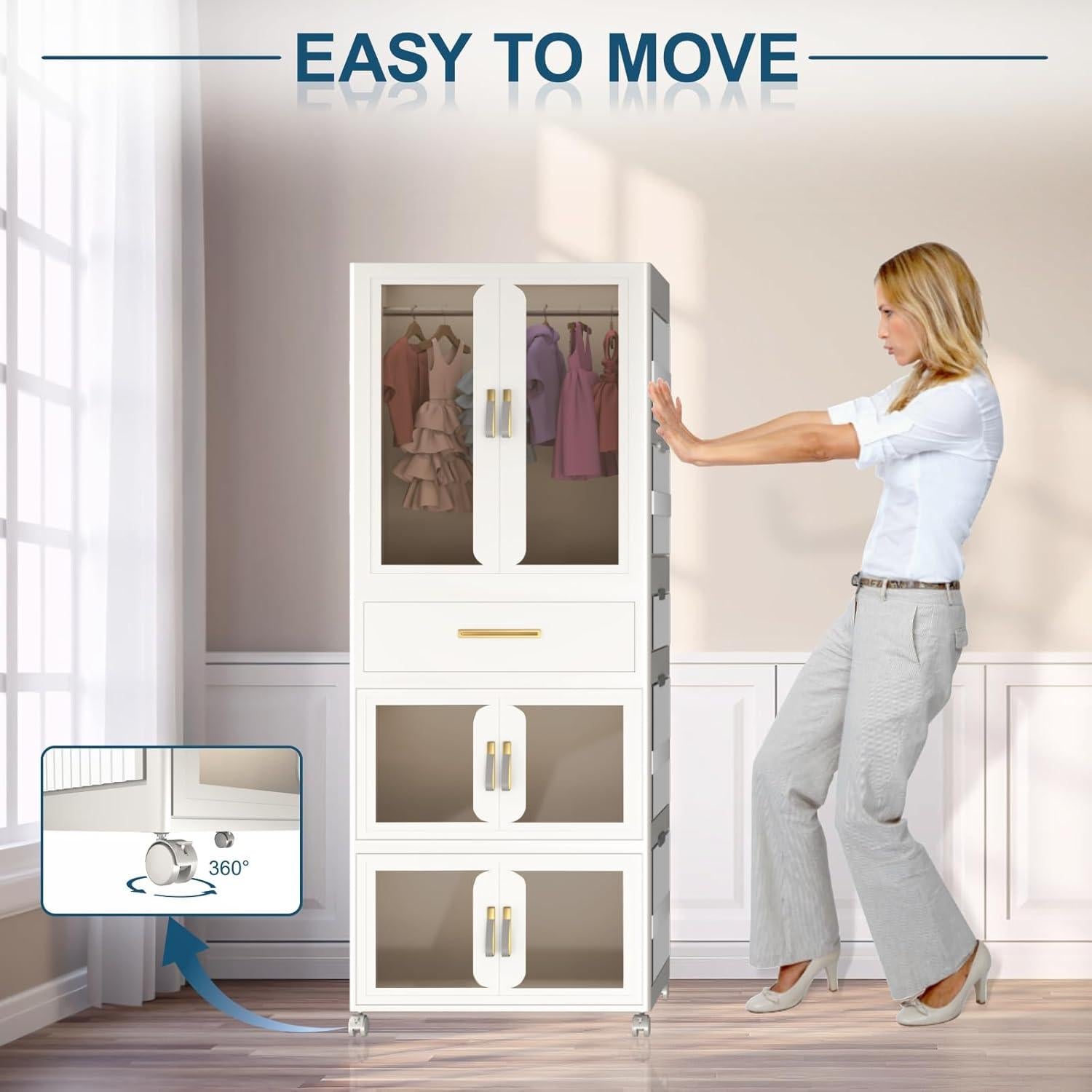 Armario Infantil Plegable XIMSPHY Blanco 54x34x140 cm