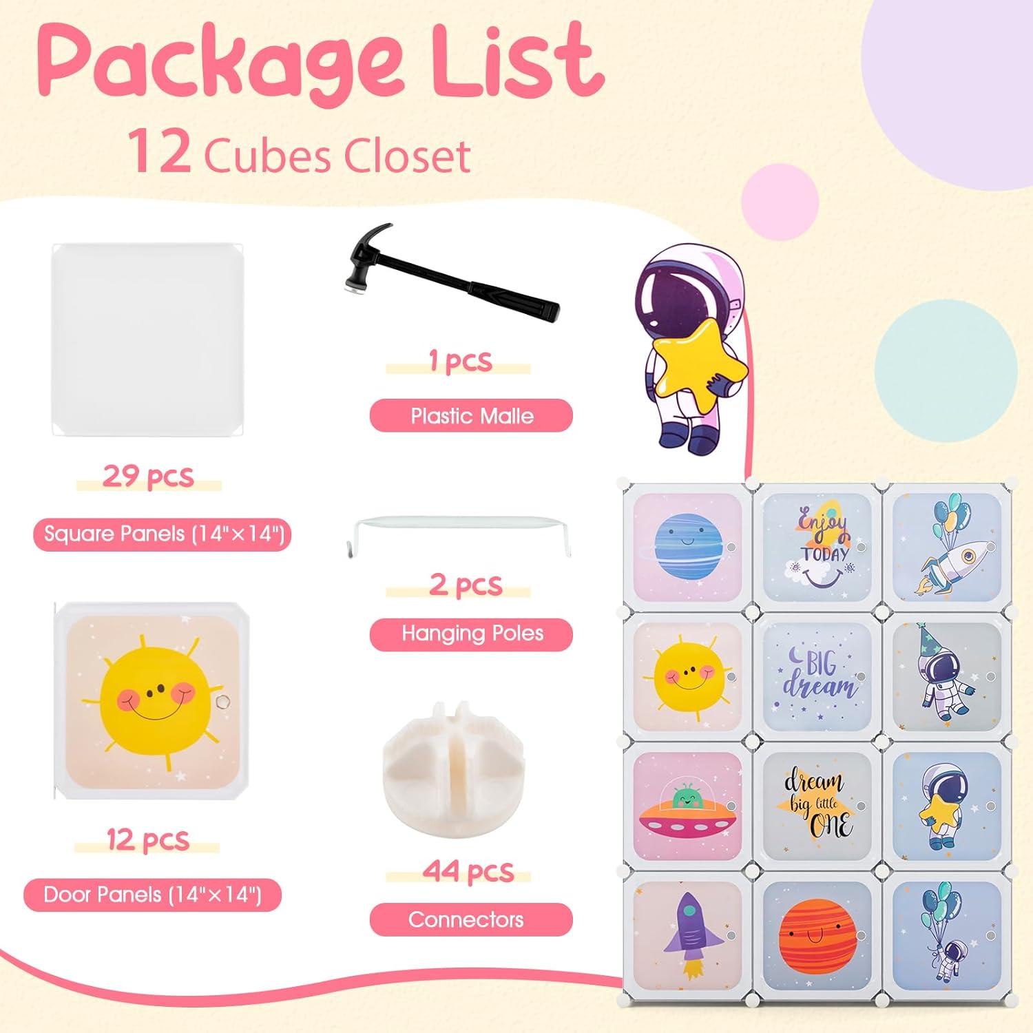 Armario Infantil INFANS Blanco 12 Cubos y 2 Rieles Colgantes