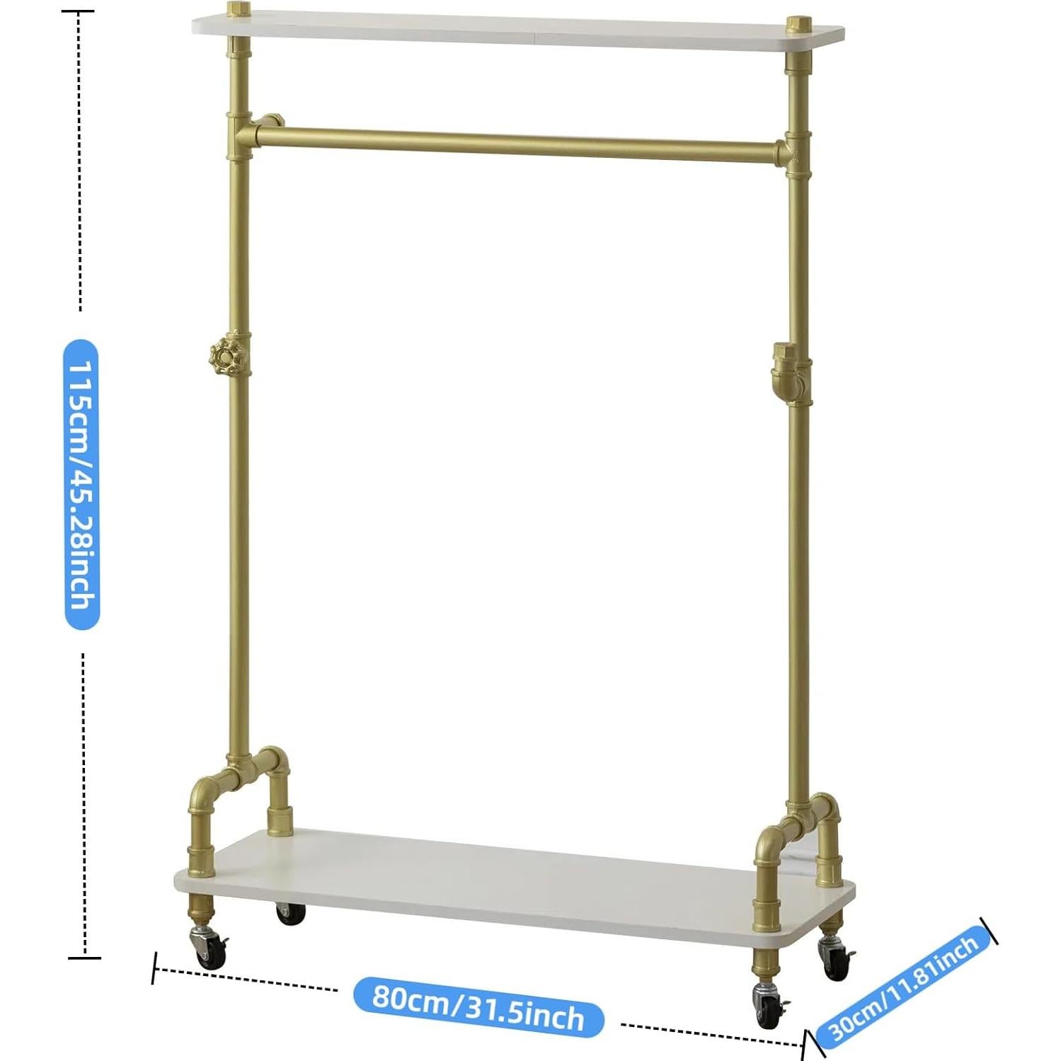 Perchero de Ropa Infantil ZYUXUAN con Estante y Ruedas 115 cm