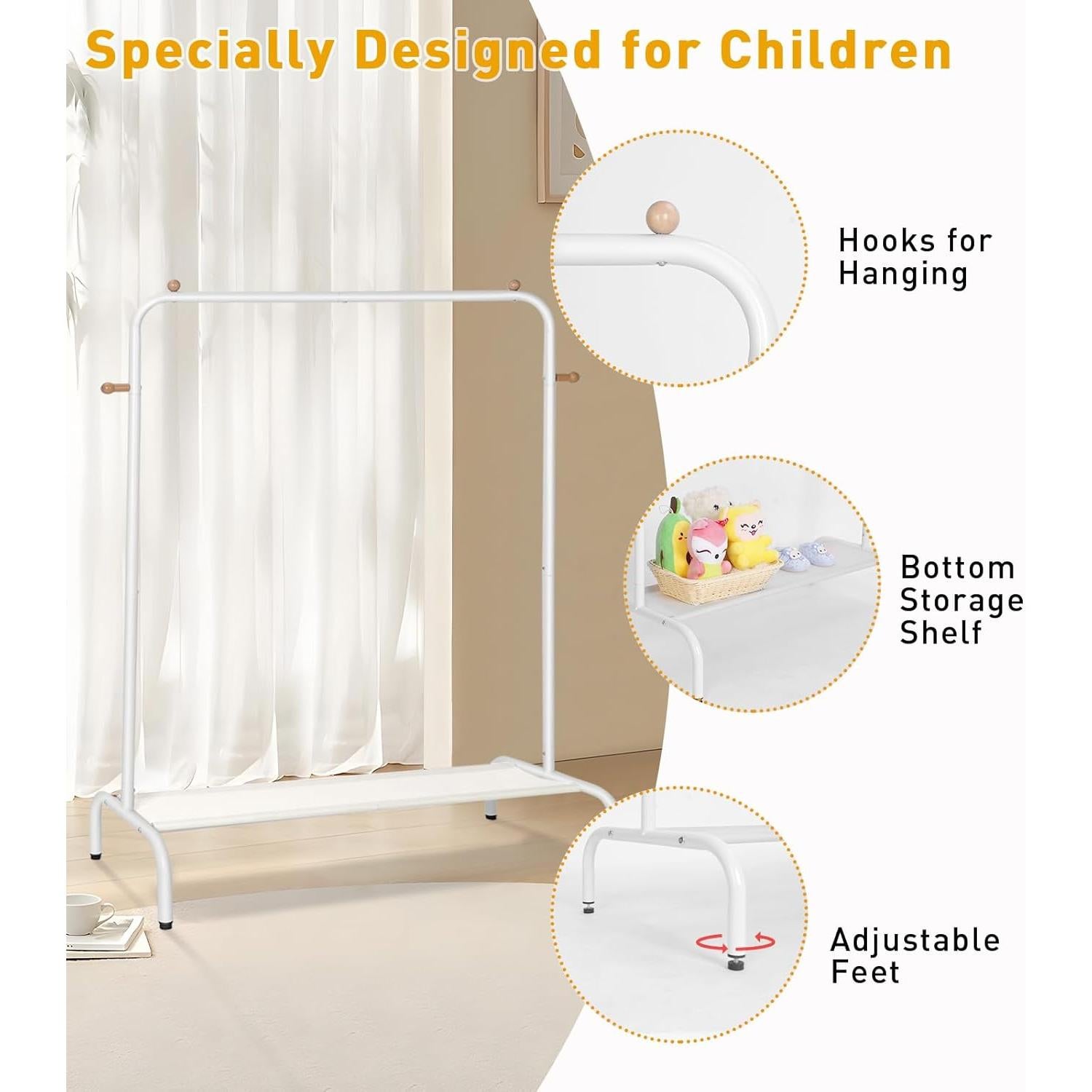 Perchero para Niños GwJI5do con Estante Blanco 81x114 cm