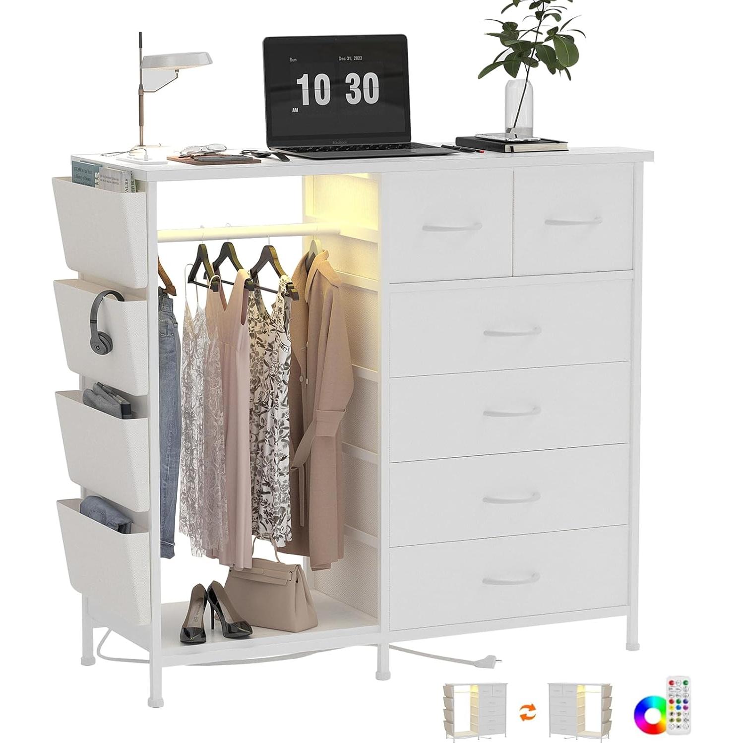 Cómoda WODRAWER de 6 Cajones con Estación de Carga y LED