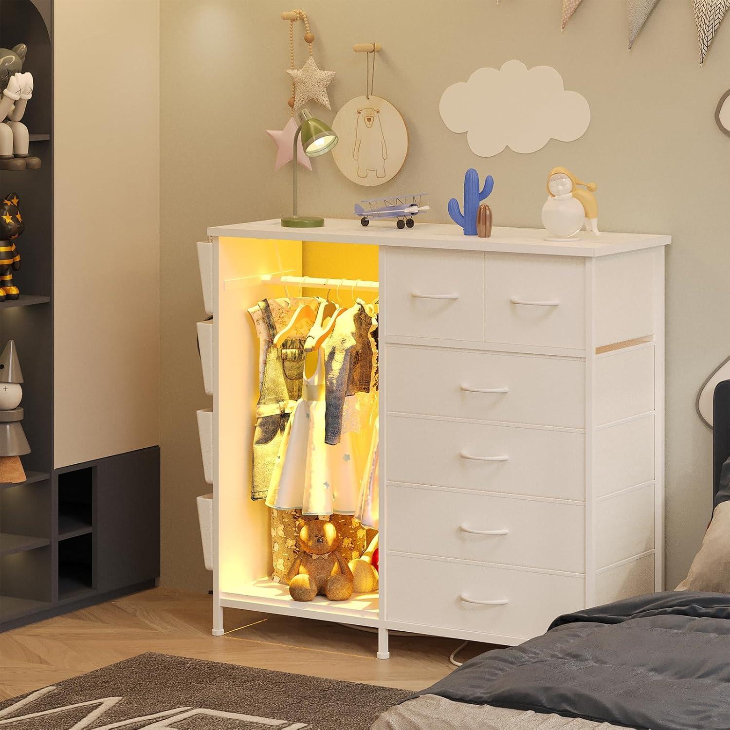 Cómoda WODRAWER de 6 Cajones con Estación de Carga y LED